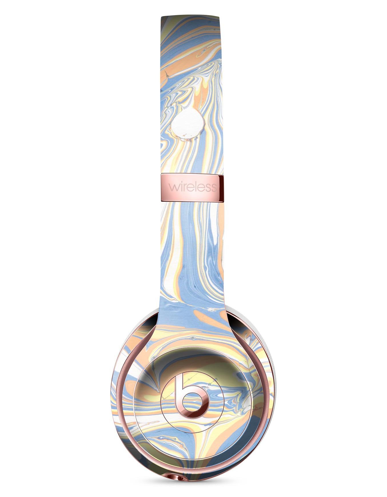 Marbleized Swirling Blue and Gold Skin Kit for Beats by Dre Solo 3 Wireless Headphones, showcasing vibrant colors and sleek design.