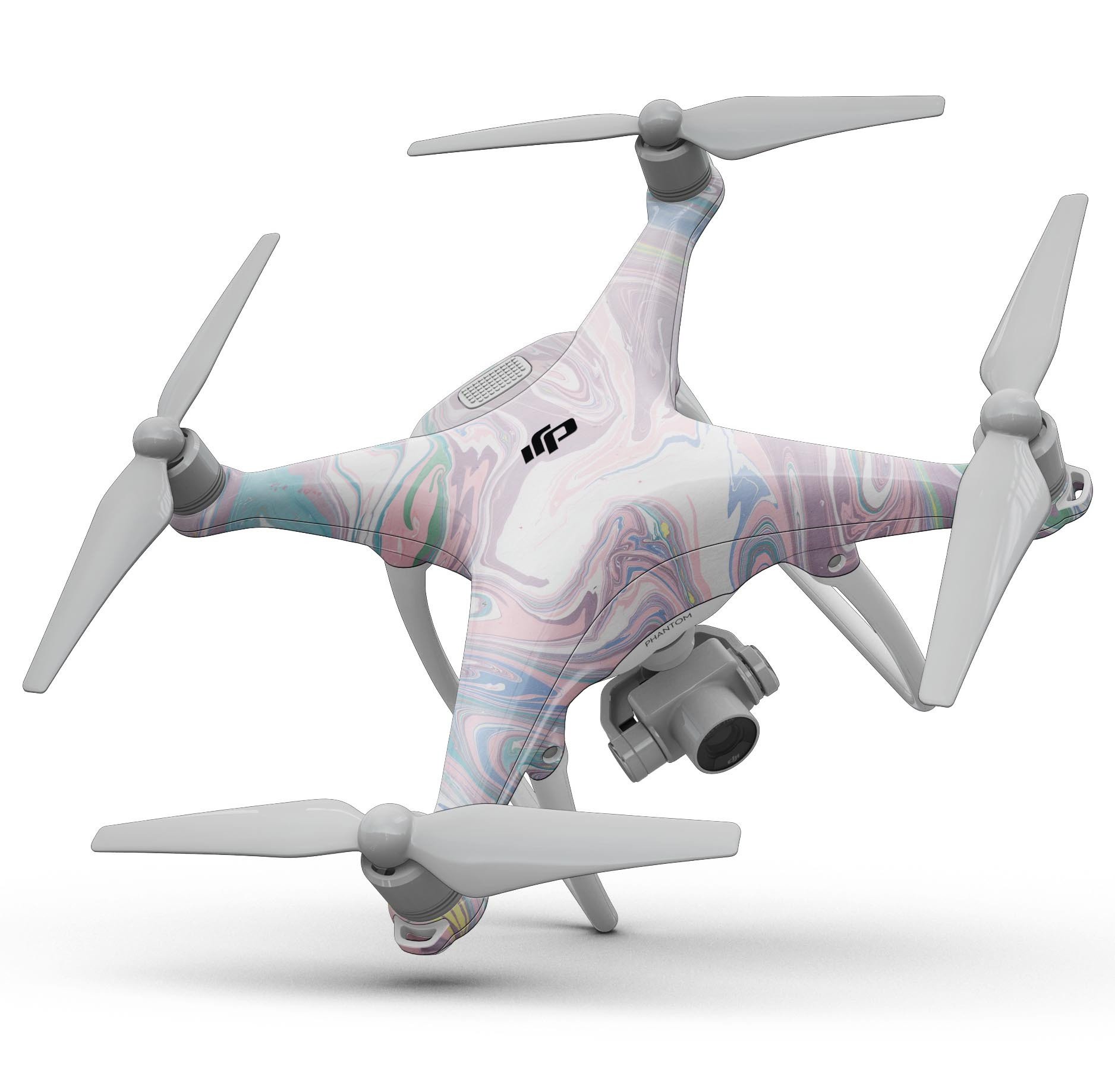 Marbleized Swirling Candy Coat full-body skin kit for DJI Phantom 4, showcasing vibrant colors and unique design.