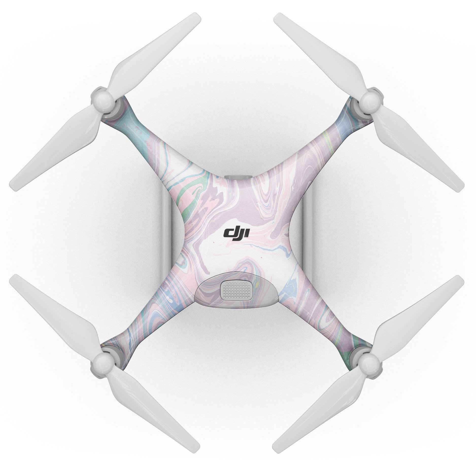 Marbleized Swirling Candy Coat full-body skin kit for DJI Phantom 4, showcasing vibrant colors and unique design.