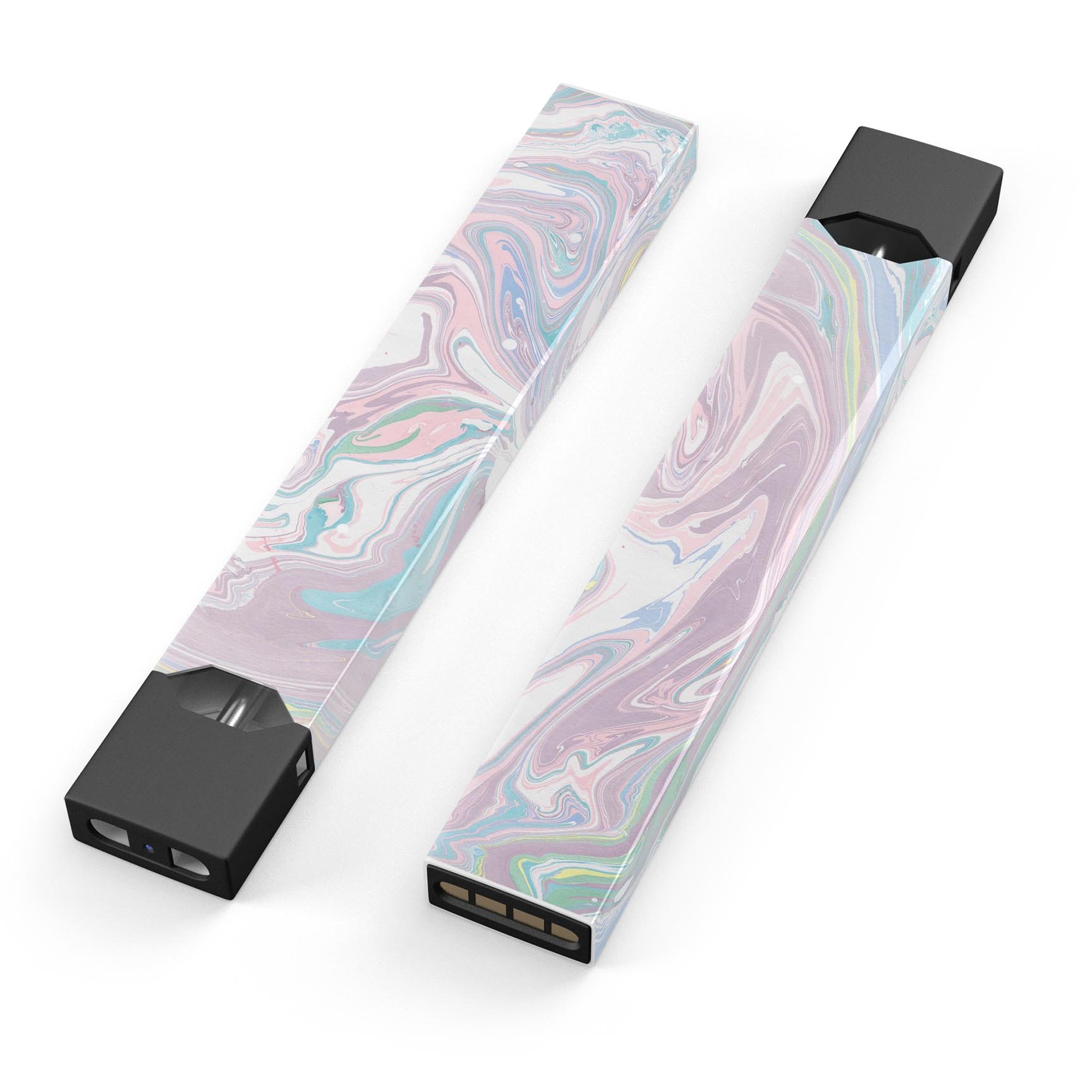 Marbleized Swirling Candy Coat skin-wrap for JUUL vaping device, showcasing vibrant colors and a sleek design.