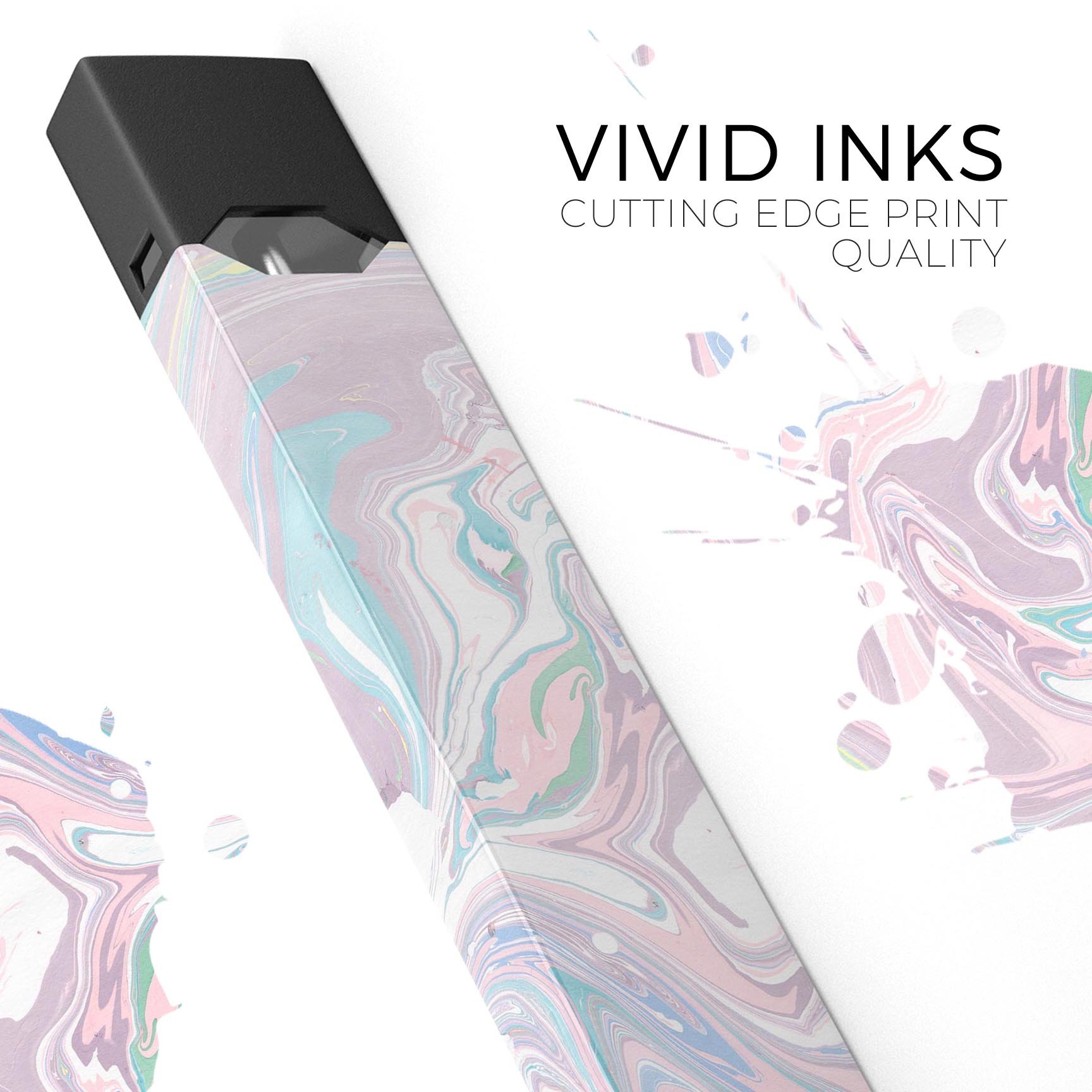 Marbleized Swirling Candy Coat skin-wrap for JUUL vaping device, showcasing vibrant colors and a sleek design.