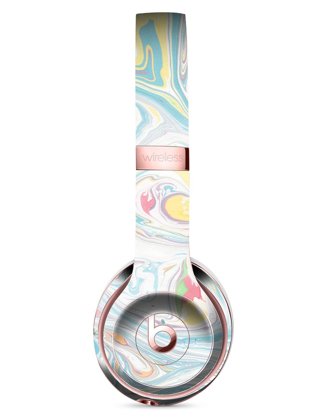 Marbleized Swirling Candy Colors Full-Body Skin Kit for Beats by Dre Solo 3 Wireless Headphones, showcasing vibrant colors and sleek design.