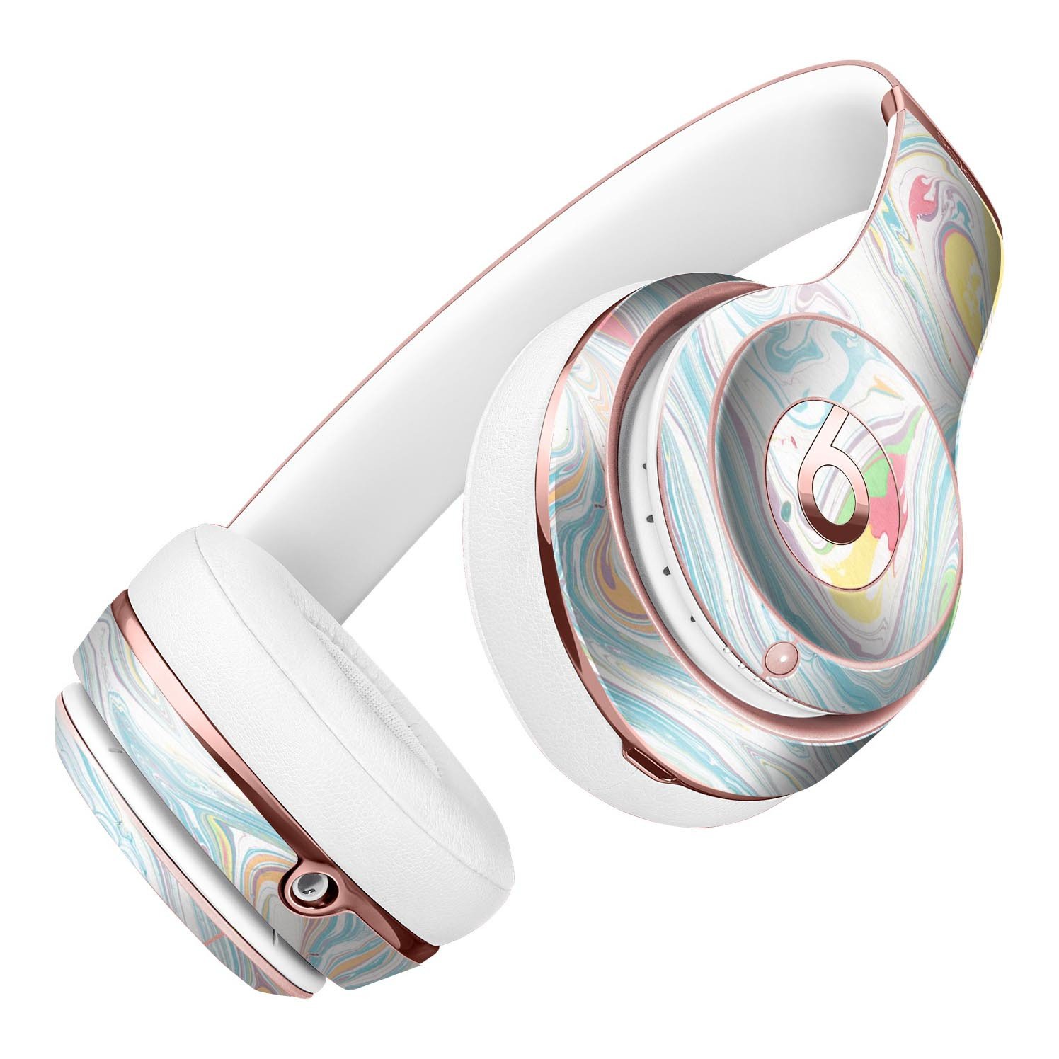 Marbleized Swirling Candy Colors Full-Body Skin Kit for Beats by Dre Solo 3 Wireless Headphones, showcasing vibrant colors and sleek design.