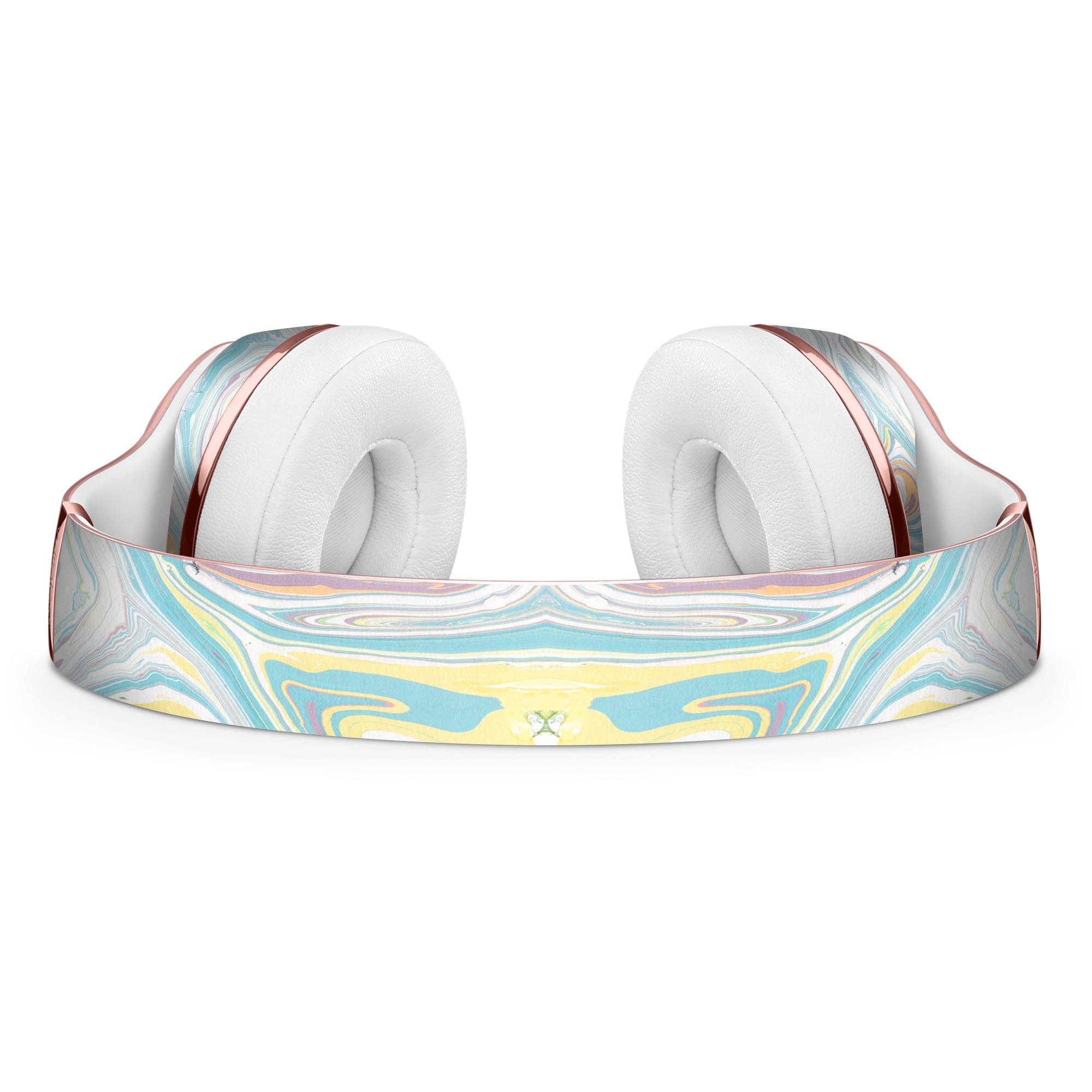 Marbleized Swirling Candy Colors Full-Body Skin Kit for Beats by Dre Solo 3 Wireless Headphones, showcasing vibrant colors and sleek design.