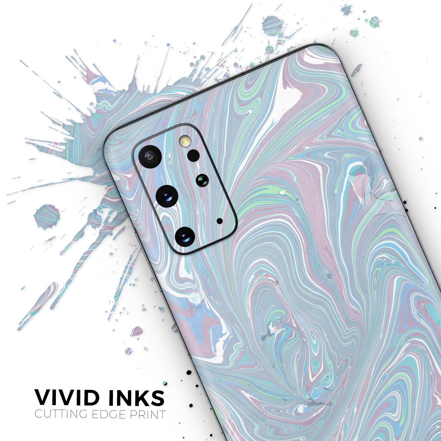 Marbleized Swirling Color Passion Skin-Kit for Samsung Galaxy, showcasing vibrant colors and a sleek design.