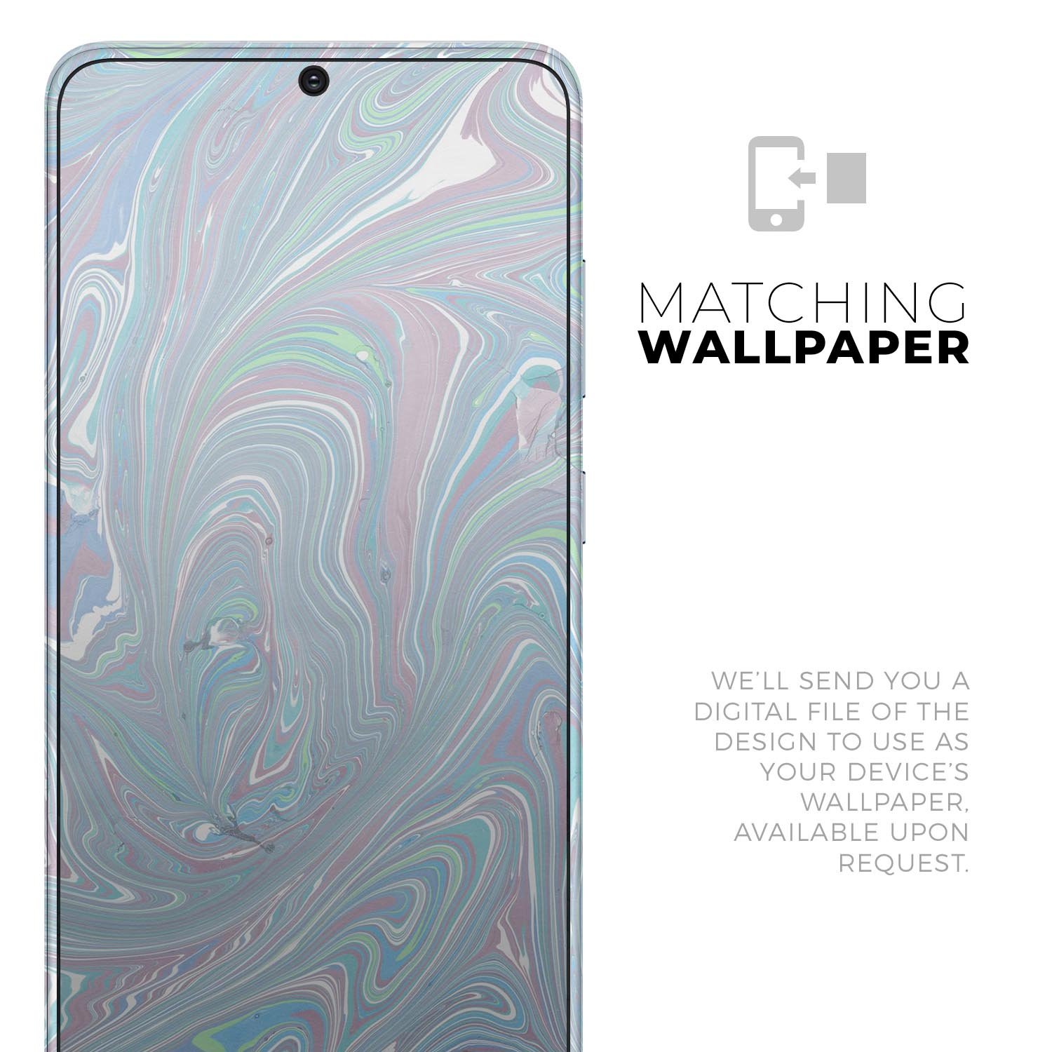 Marbleized Swirling Color Passion Skin-Kit for Samsung Galaxy, showcasing vibrant colors and a sleek design.