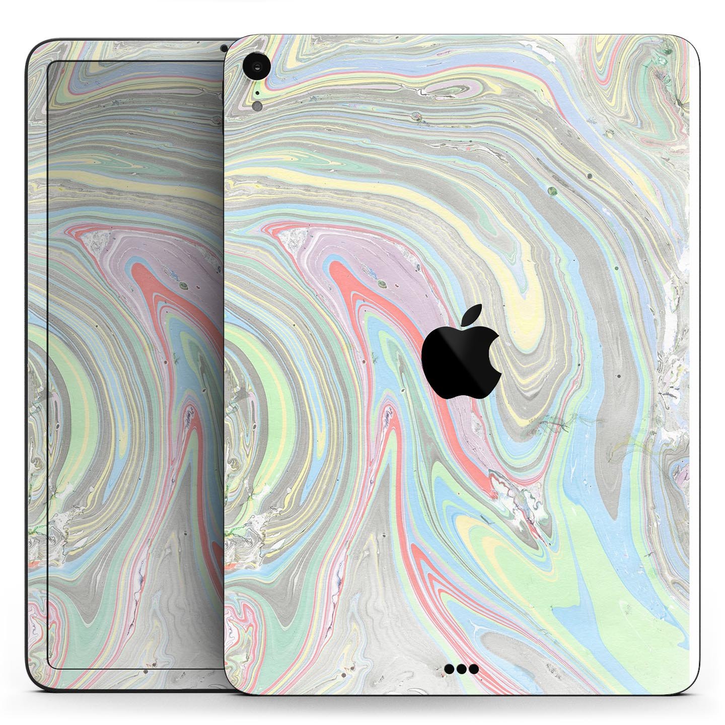 Marbleized Swirling Colors v2 skin decal for Apple devices, showcasing vibrant colors and a sleek design.