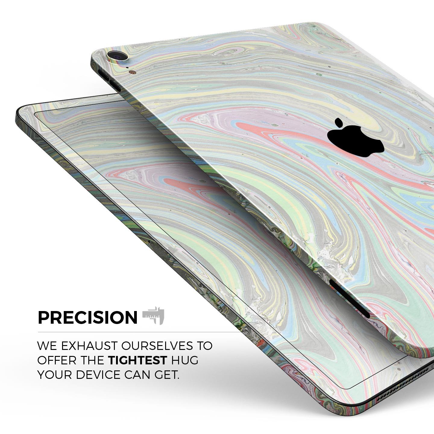 Marbleized Swirling Colors v2 skin decal for Apple devices, showcasing vibrant colors and a sleek design.