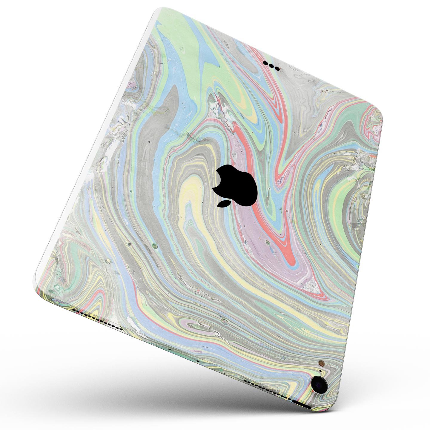 Marbleized Swirling Colors v2 skin decal for Apple devices, showcasing vibrant colors and a sleek design.