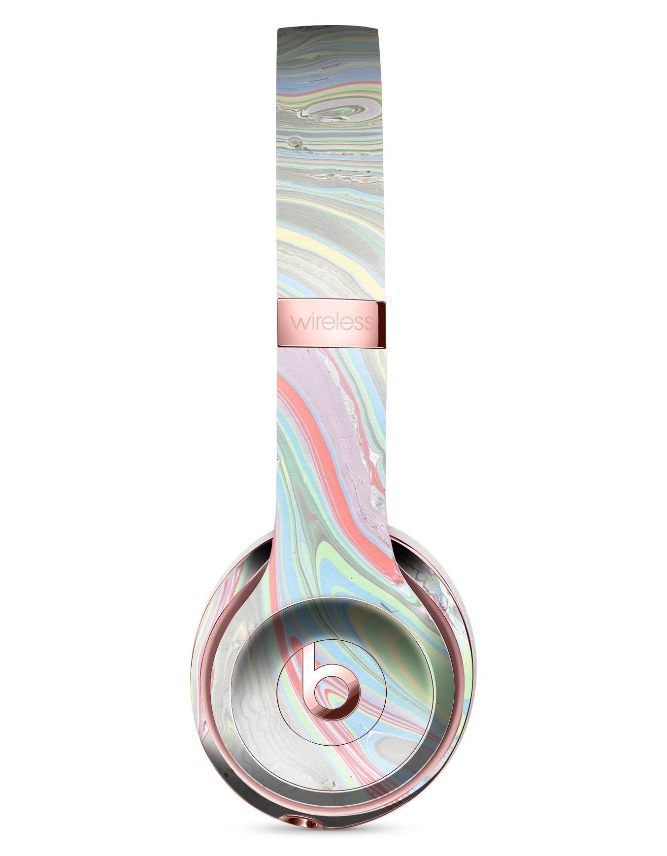 Marbleized Swirling Colors v2 Full-Body Skin Kit for Beats by Dre Solo 3 Wireless Headphones, showcasing vibrant colors and a sleek design.