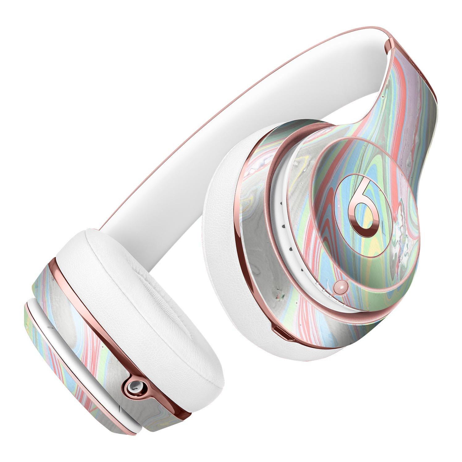 Marbleized Swirling Colors v2 Full-Body Skin Kit for Beats by Dre Solo 3 Wireless Headphones, showcasing vibrant colors and a sleek design.