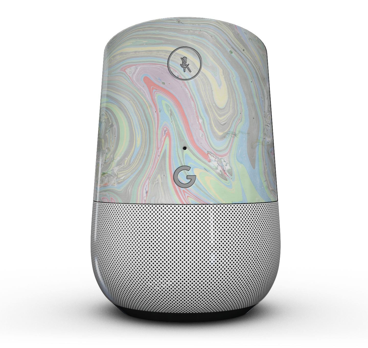 Marbleized Swirling Colors v2 Full-Body Skin Kit for Google Home, showcasing vibrant swirling colors and a sleek design.