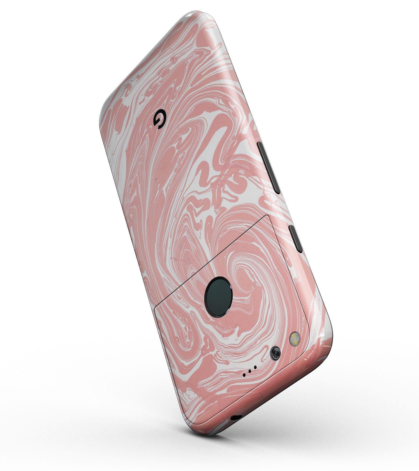 Marbleized Swirling Coral Full-Body Skin Kit for Google Pixel, showcasing vibrant colors and sleek design.