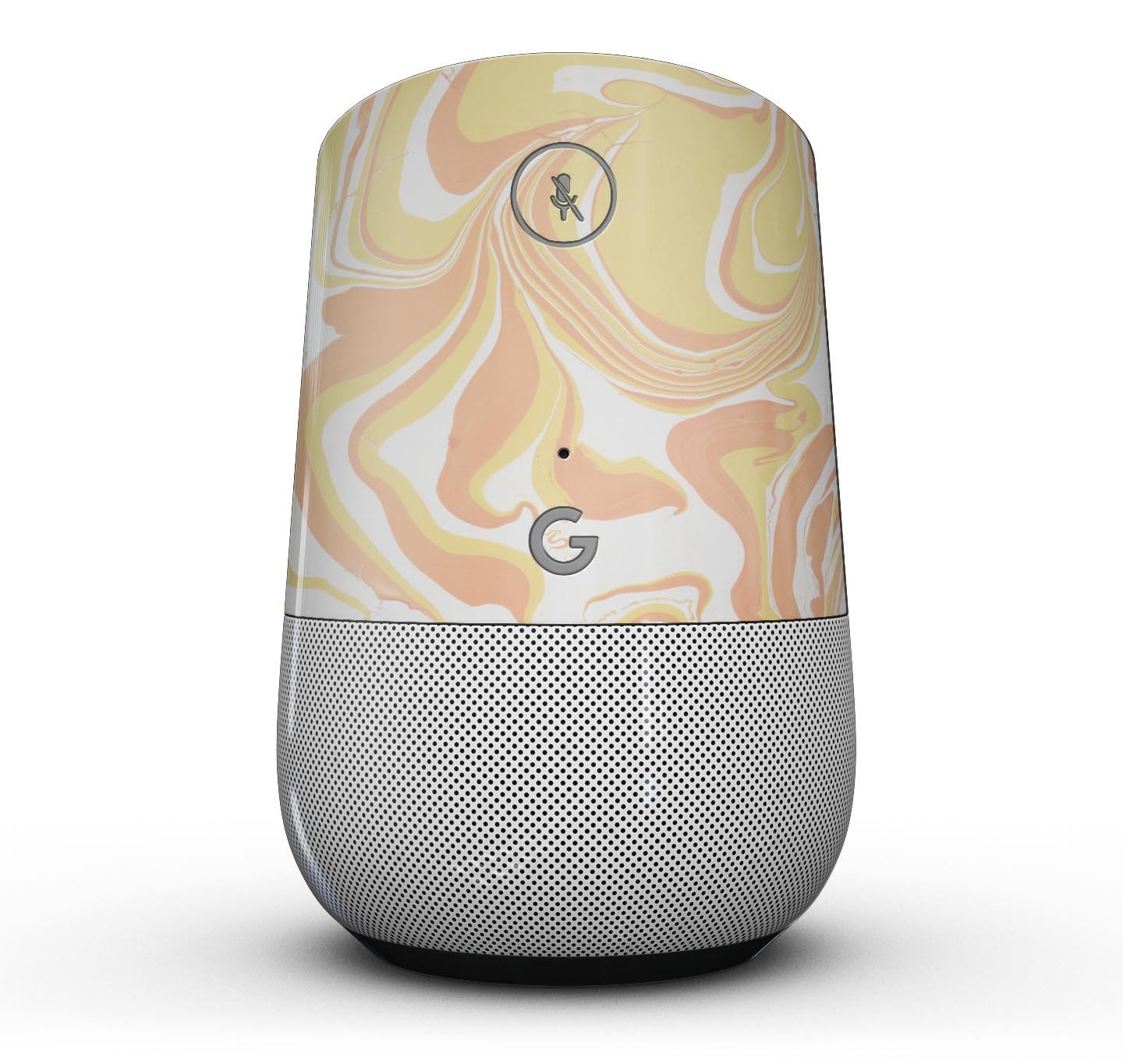 Marbleized Swirling Coral Gold Full-Body Skin Kit for Google Home Assistant, showcasing a vibrant and stylish design.