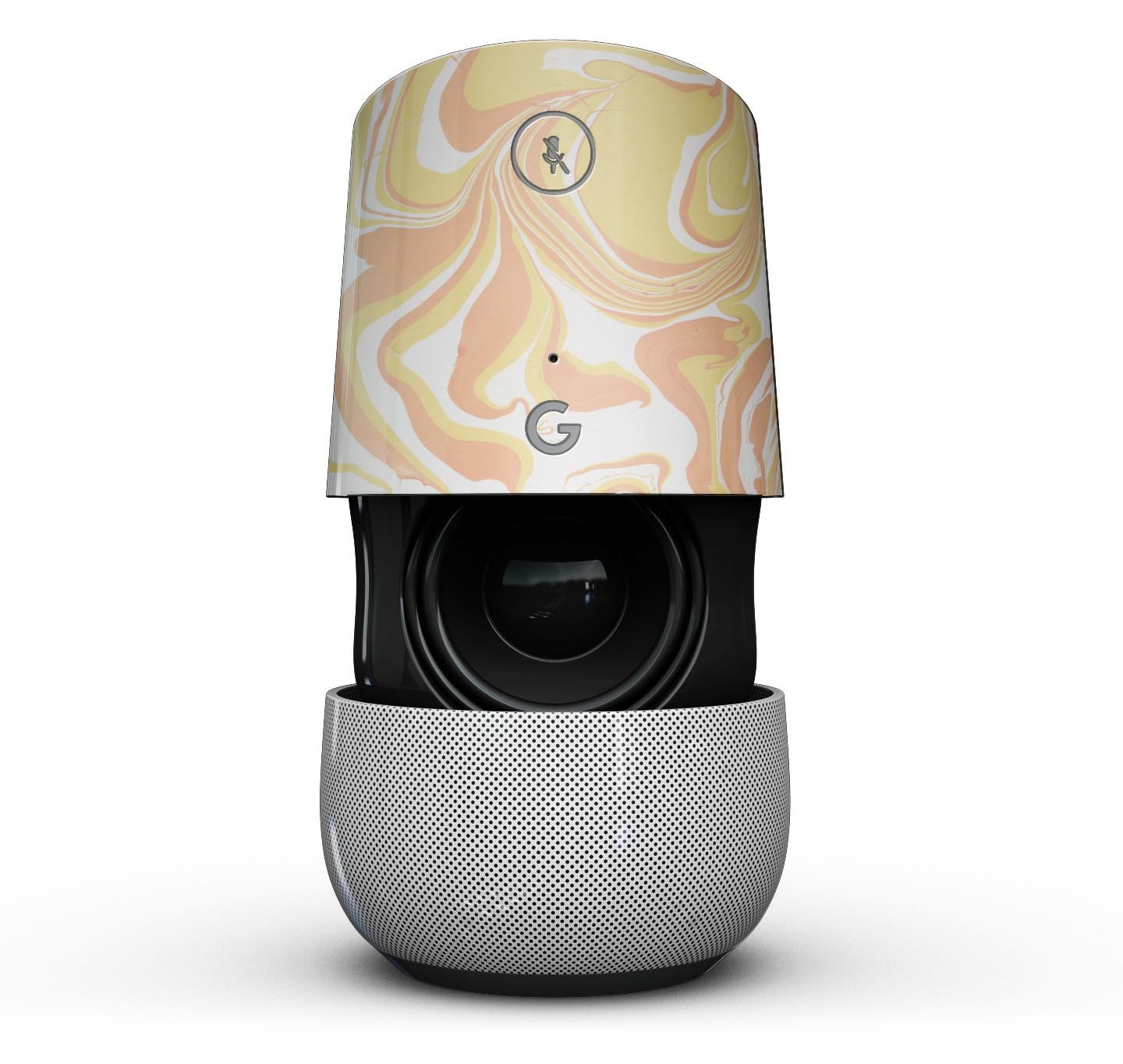 Marbleized Swirling Coral Gold Full-Body Skin Kit for Google Home Assistant, showcasing a vibrant and stylish design.