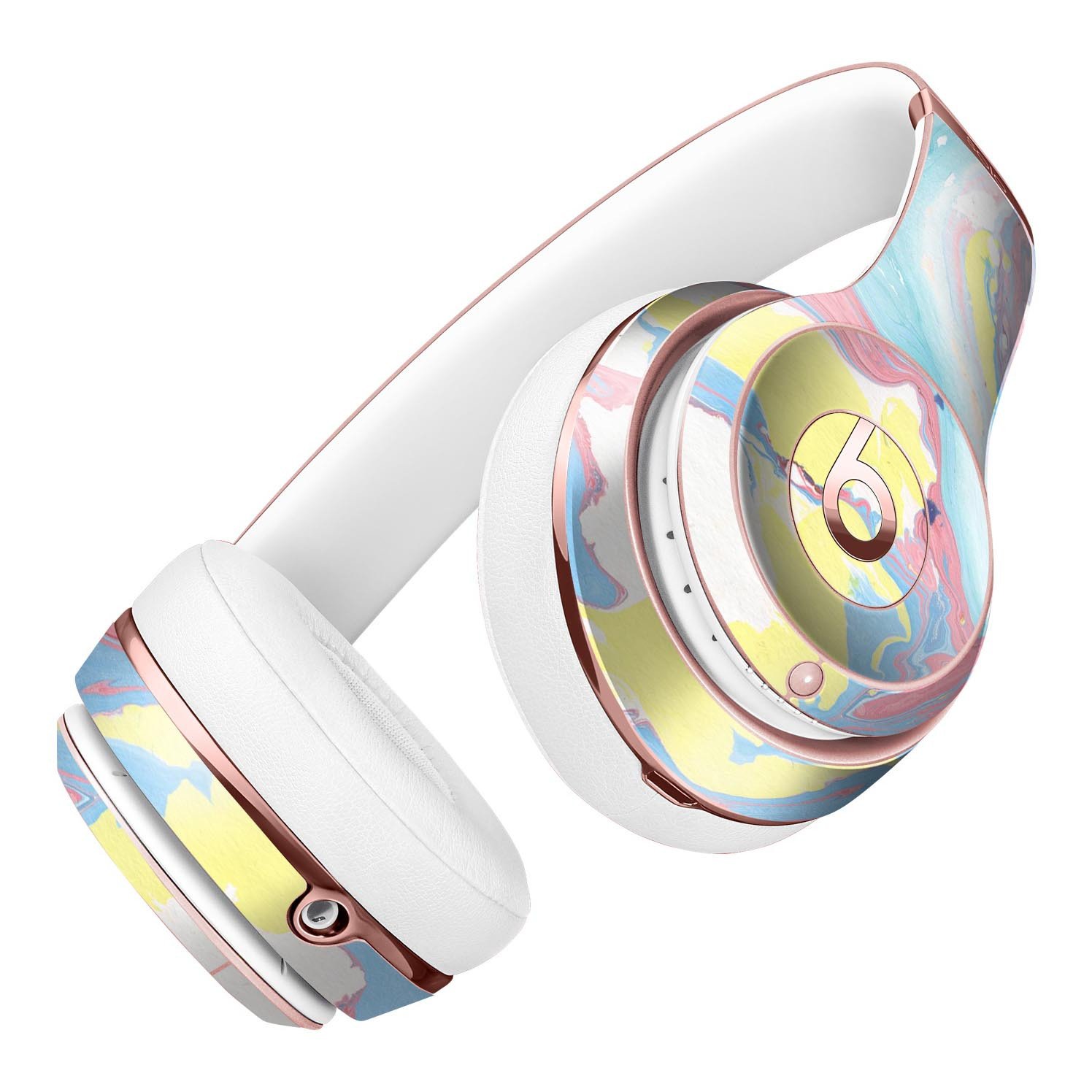 Marbleized Swirling Cotton Candy Skin Kit for Beats by Dre Solo 3 Wireless Headphones, showcasing vibrant colors and unique design.