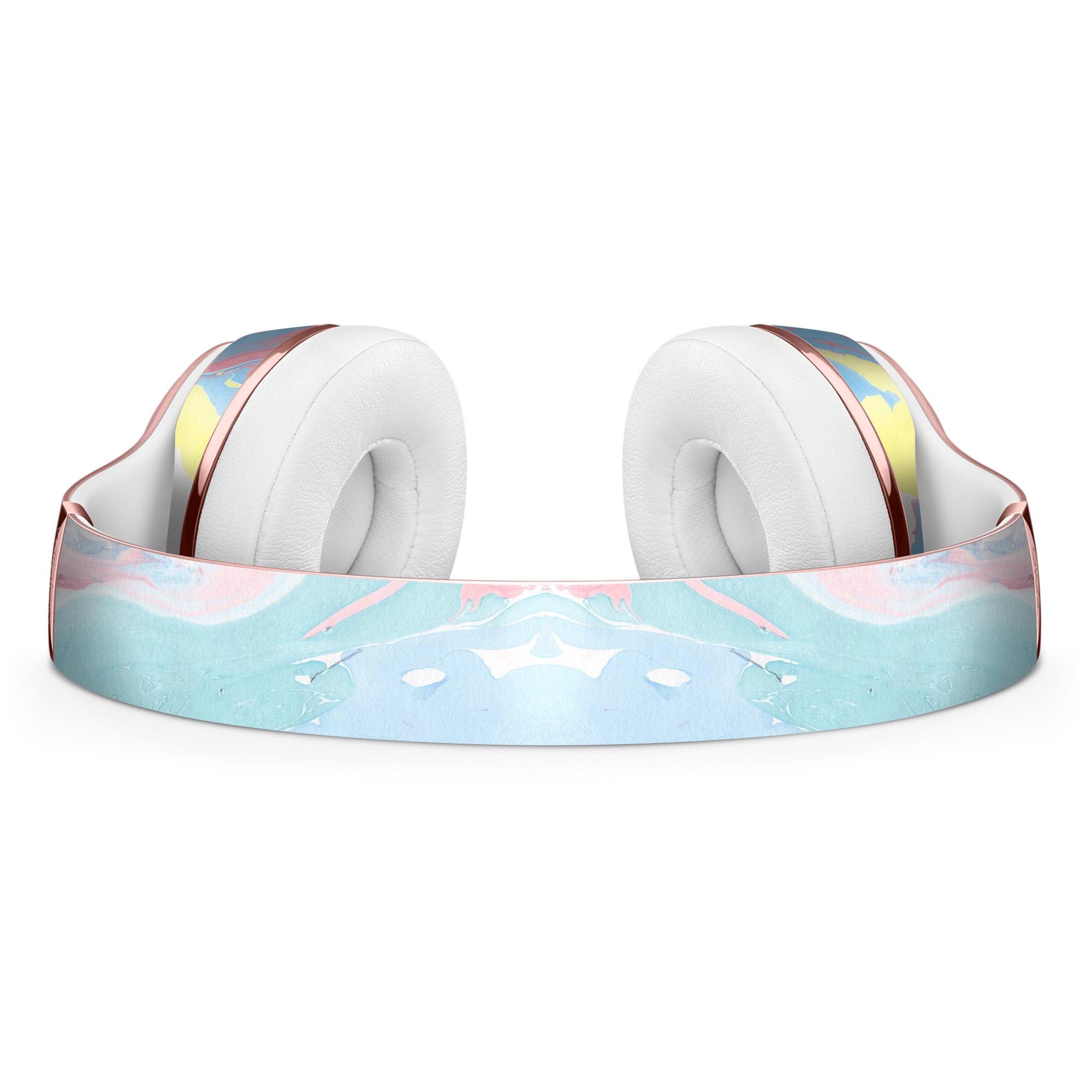 Marbleized Swirling Cotton Candy Skin Kit for Beats by Dre Solo 3 Wireless Headphones, showcasing vibrant colors and unique design.