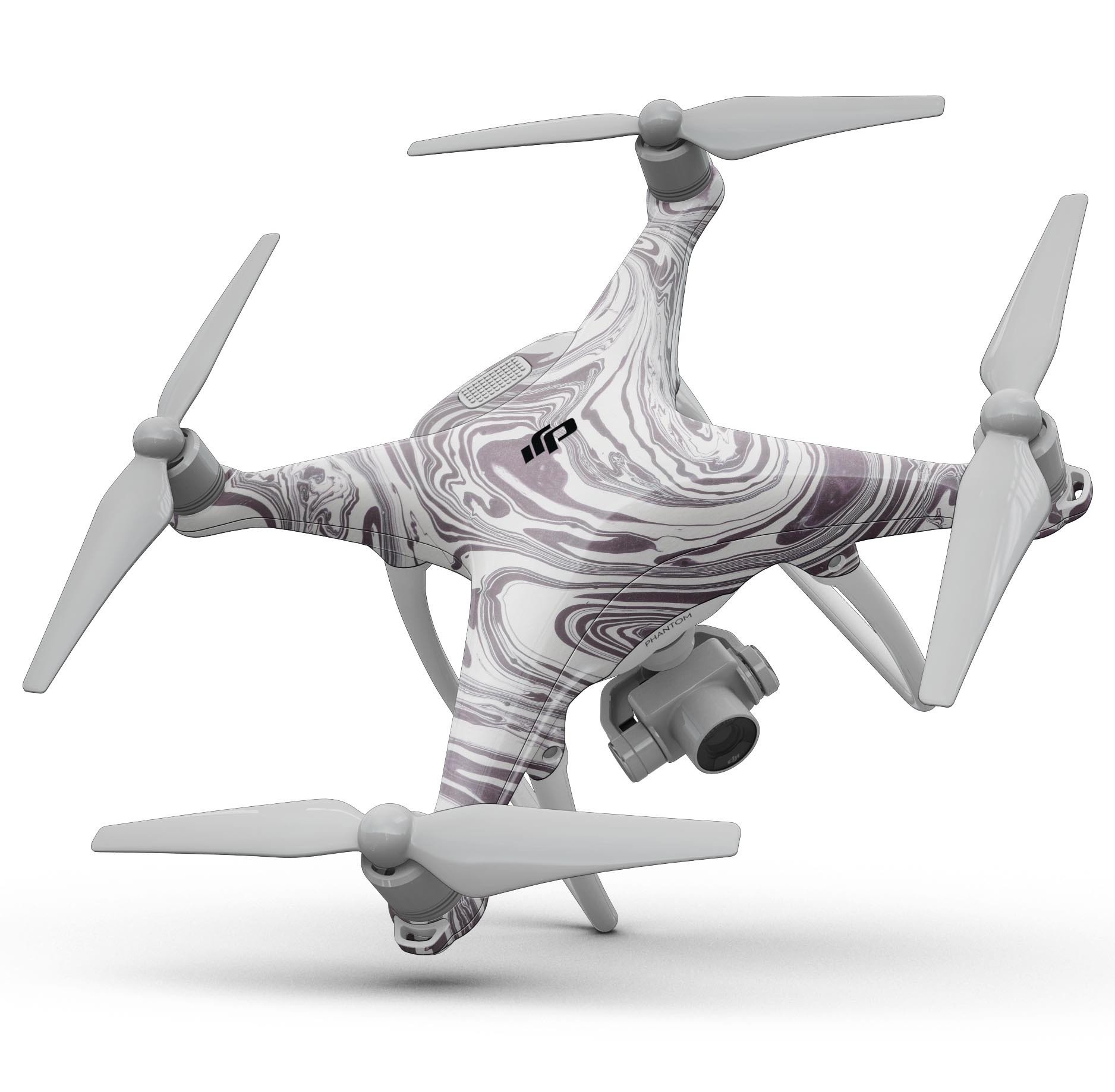 Marbleized Swirling Dark Purple Full-Body Skin Kit for DJI Phantom 4, showcasing its unique design and precision fit.