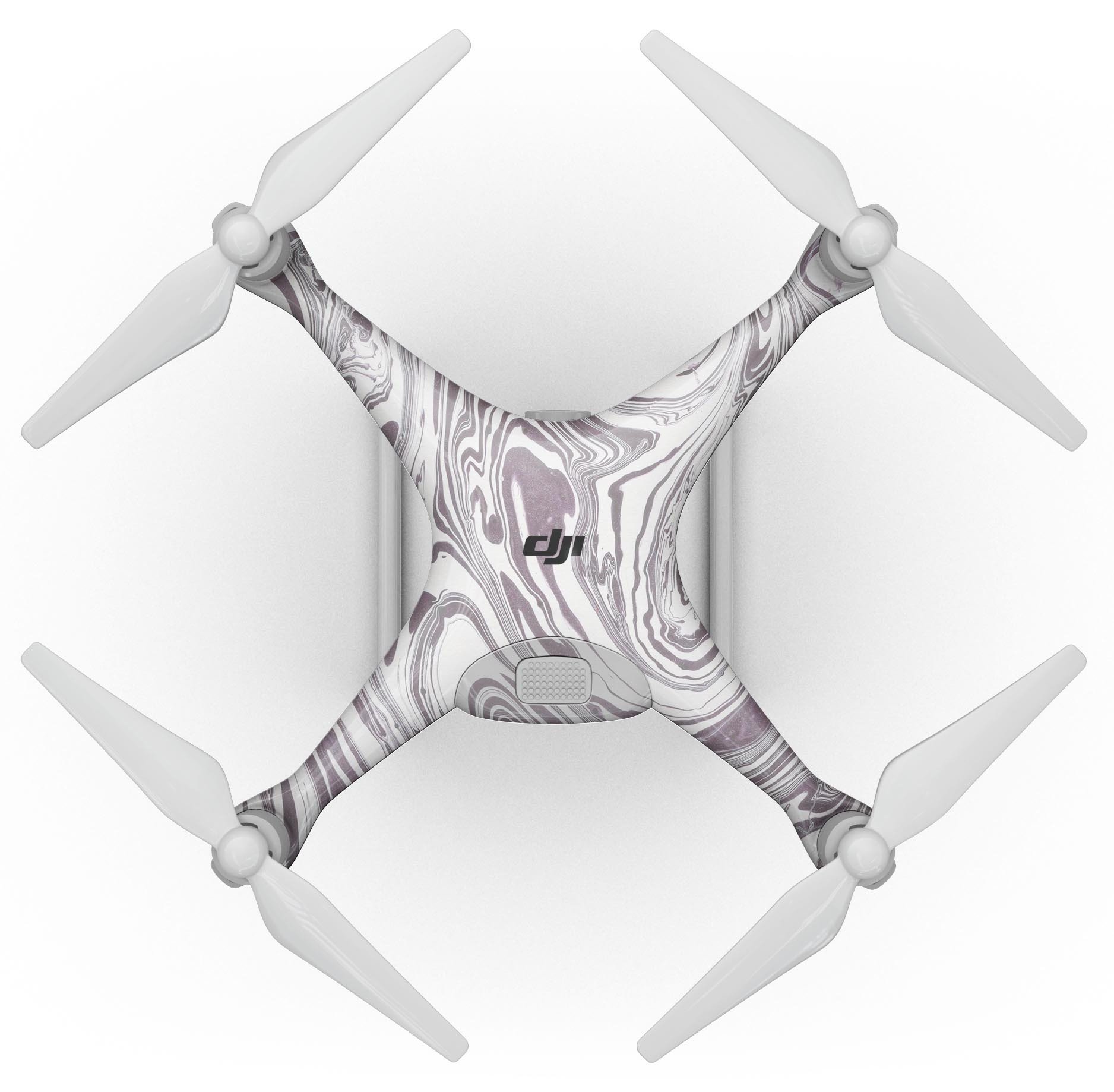 Marbleized Swirling Dark Purple Full-Body Skin Kit for DJI Phantom 4, showcasing its unique design and precision fit.