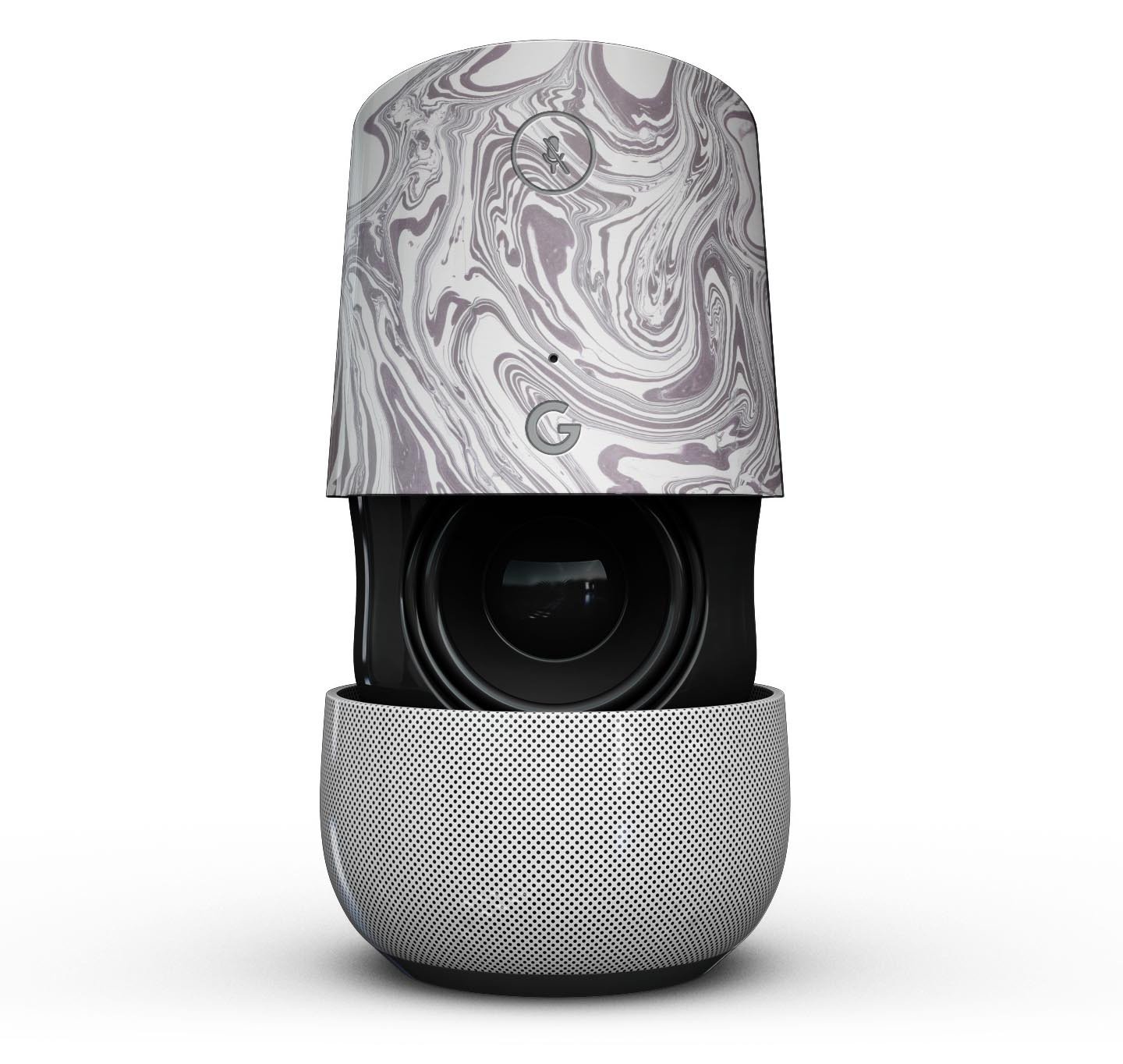 Marbleized Swirling Dark Purple Full-Body Skin Kit for Google Home Assistant, showcasing its unique design and precision fit.