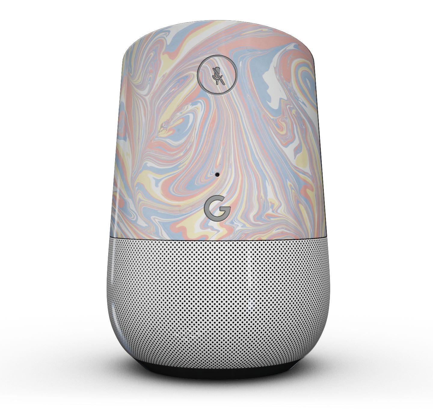 Marbleized Swirling Fun Coral Full-Body Skin Kit for Google Home Assistant, showcasing vibrant coral colors and unique marble pattern.