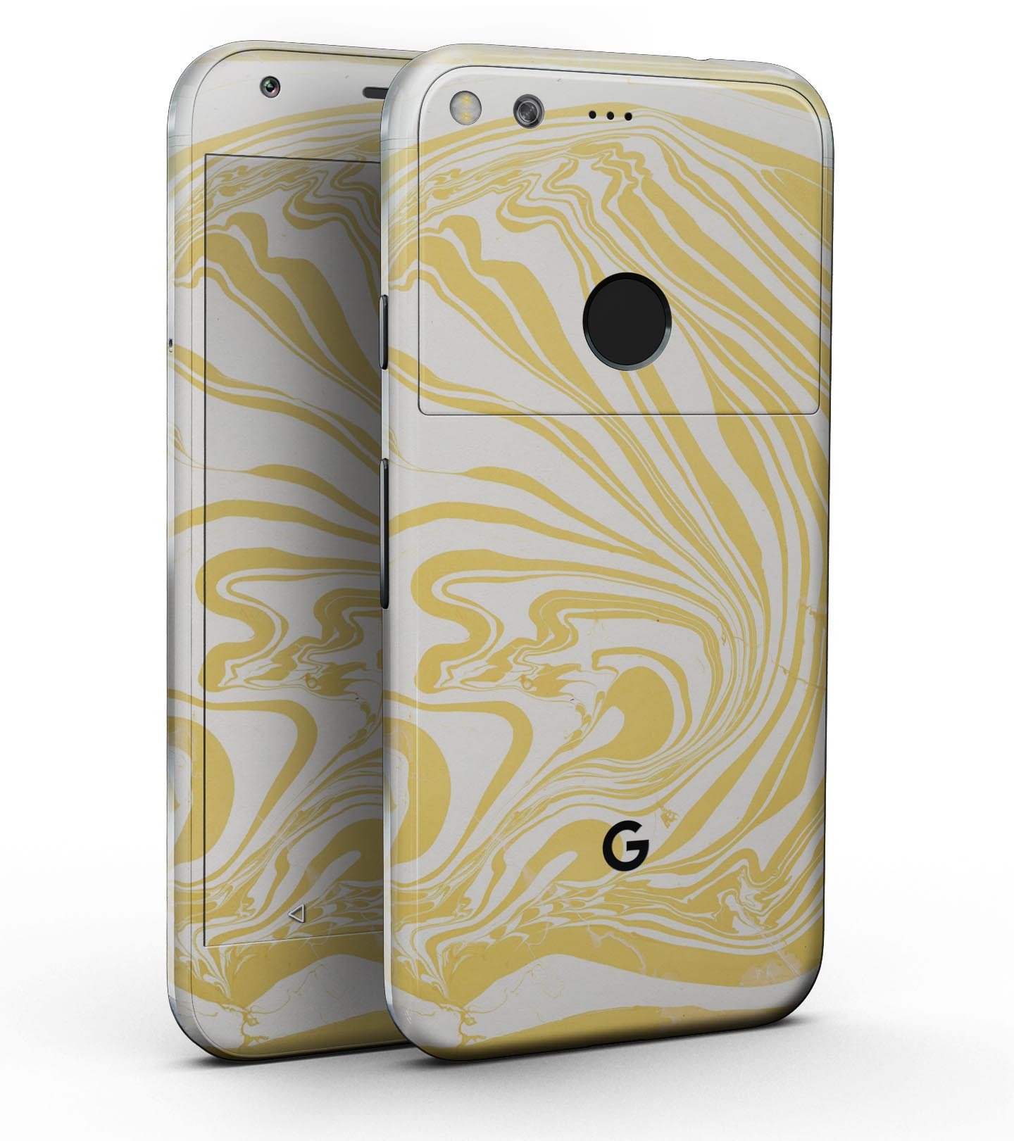 Marbleized Swirling Gold Full-Body Skin Kit for Google Pixel, showcasing a sleek design and precision fit.