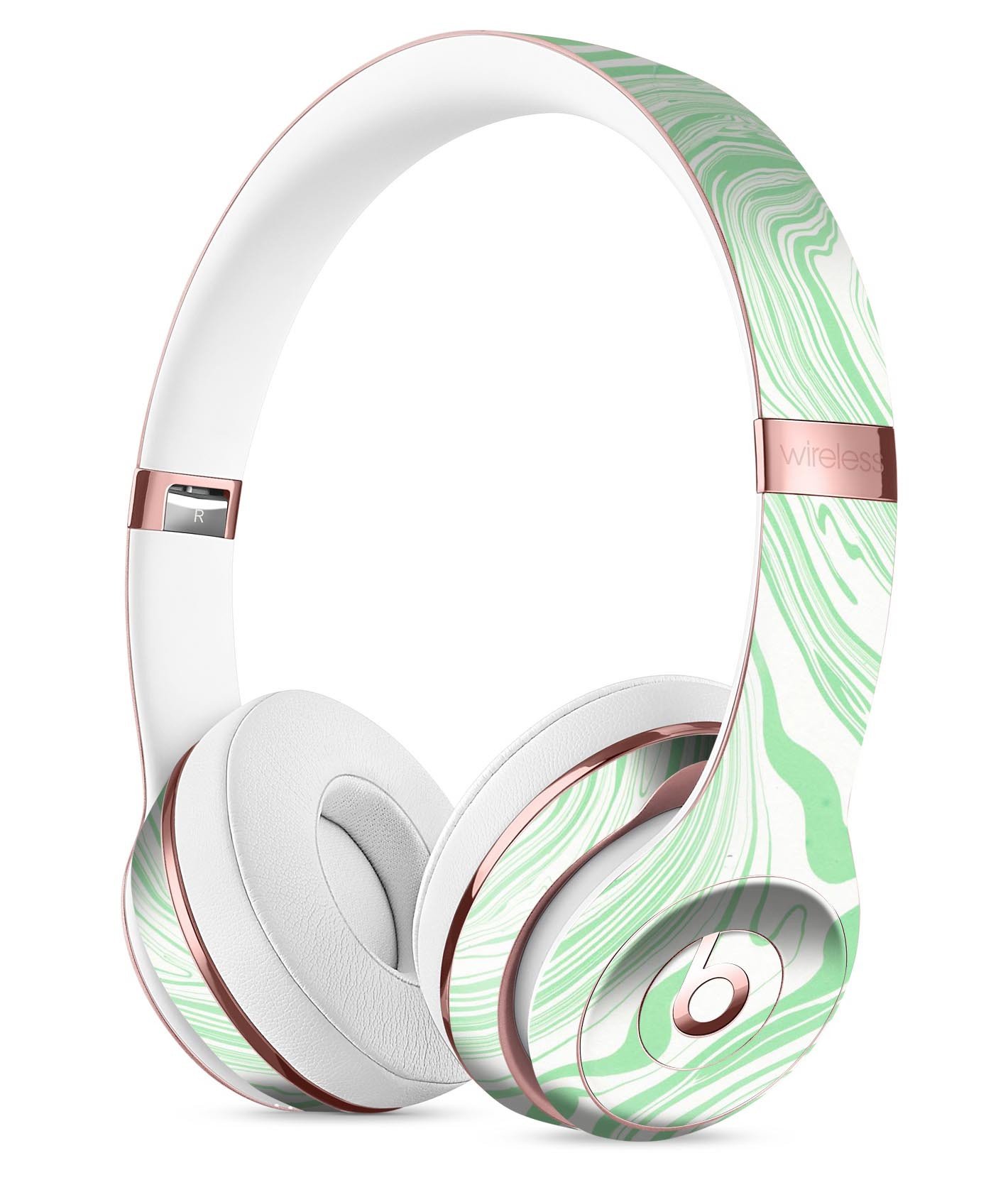 Marbleized Swirling Green Full-Body Skin Kit for Beats by Dre Solo 3 Wireless Headphones, showcasing vibrant green marble design.