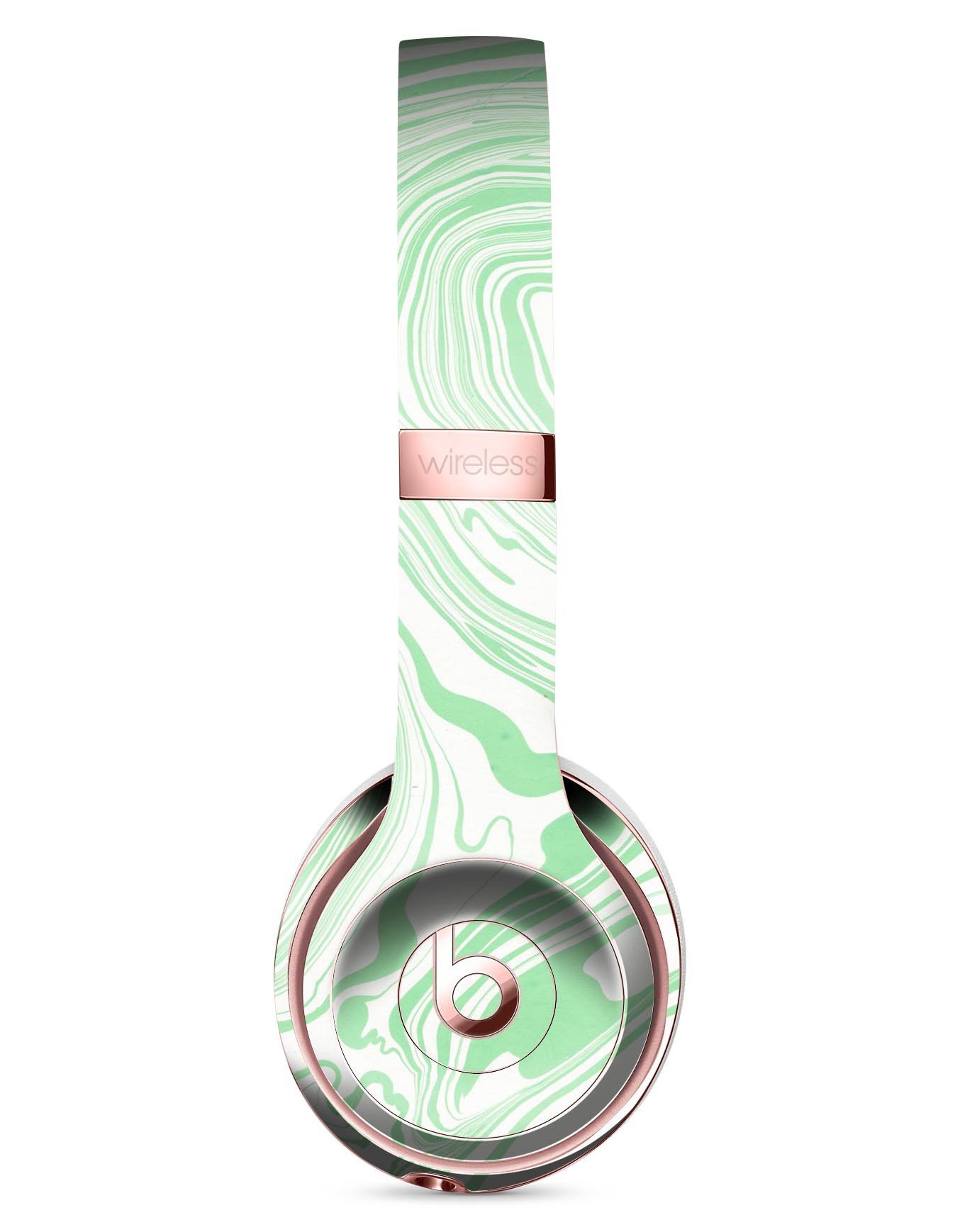 Marbleized Swirling Green Full-Body Skin Kit for Beats by Dre Solo 3 Wireless Headphones, showcasing vibrant green marble design.