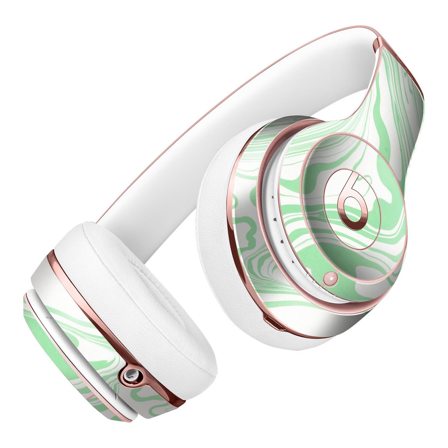 Marbleized Swirling Green Full-Body Skin Kit for Beats by Dre Solo 3 Wireless Headphones, showcasing vibrant green marble design.