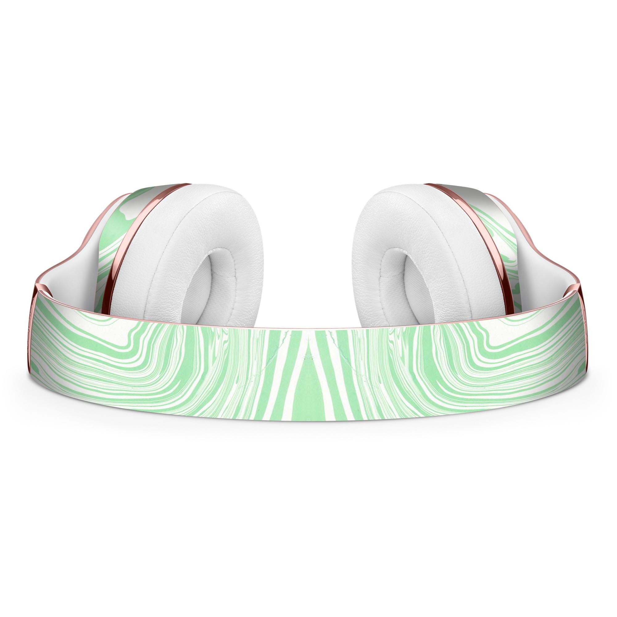 Marbleized Swirling Green Full-Body Skin Kit for Beats by Dre Solo 3 Wireless Headphones, showcasing vibrant green marble design.