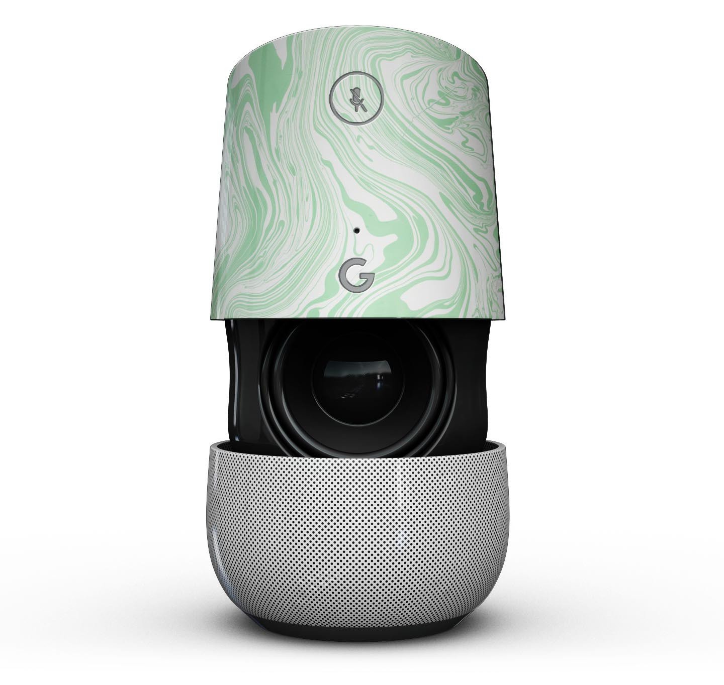 Marbleized Swirling Green Full-Body Skin Kit for Google Home Assistant, showcasing a stylish design and precision fit.