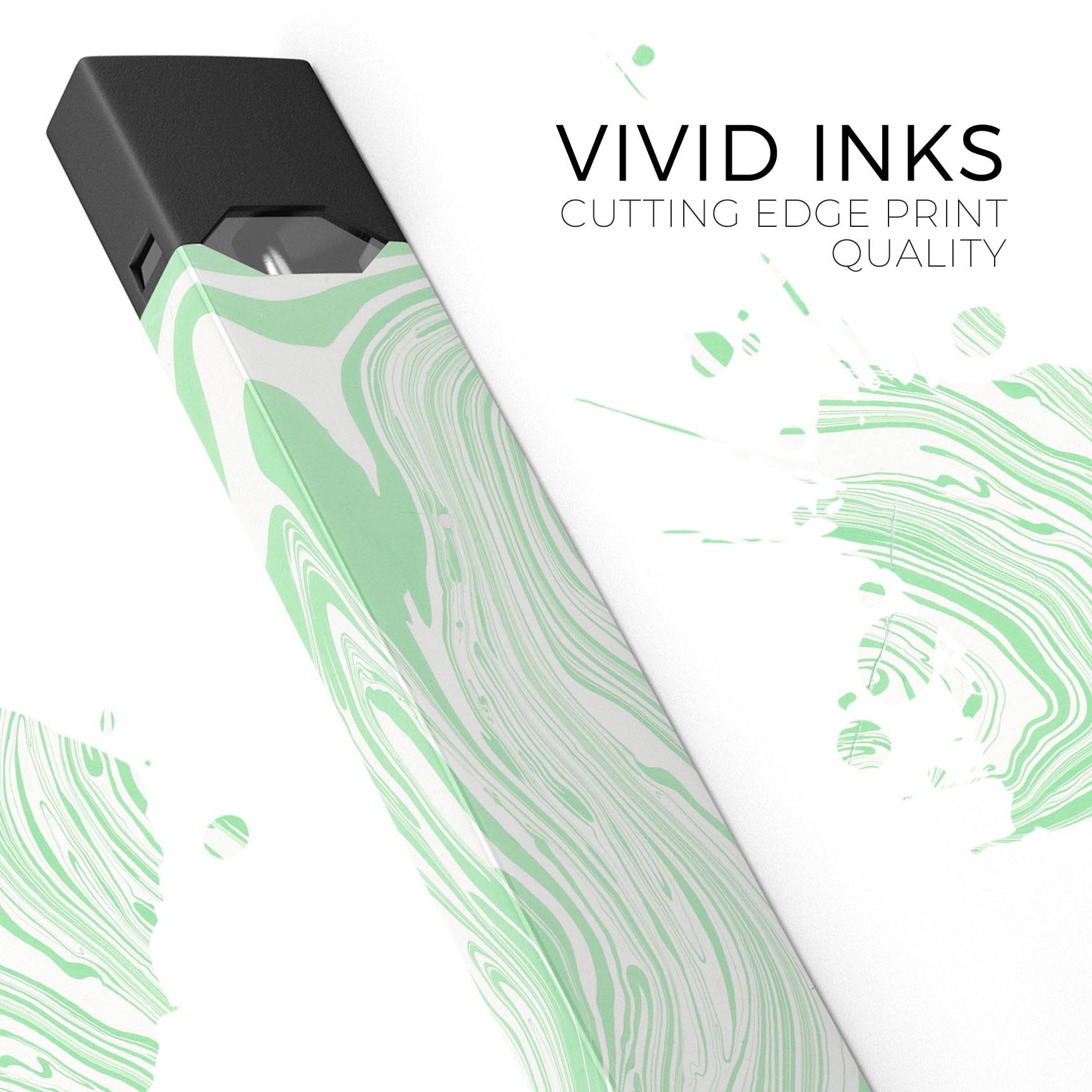 Marbleized Swirling Green skin-wrap sticker designed for JUUL vaping device, showcasing a stylish and protective design.