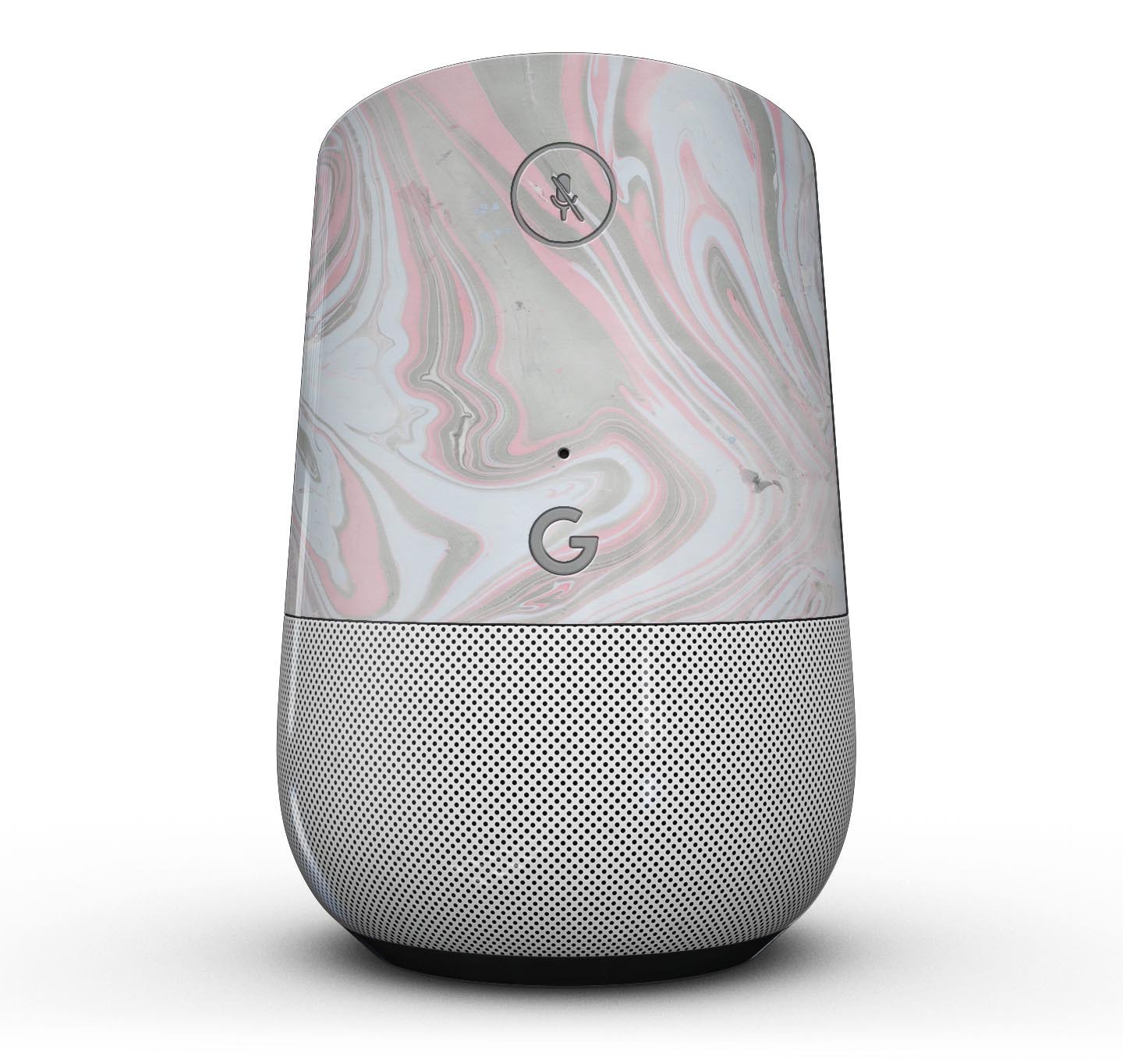 Marbleized Swirling Pink and Gray Full-Body Skin Kit for Google Home Assistant, showcasing a stylish design and precision fit.