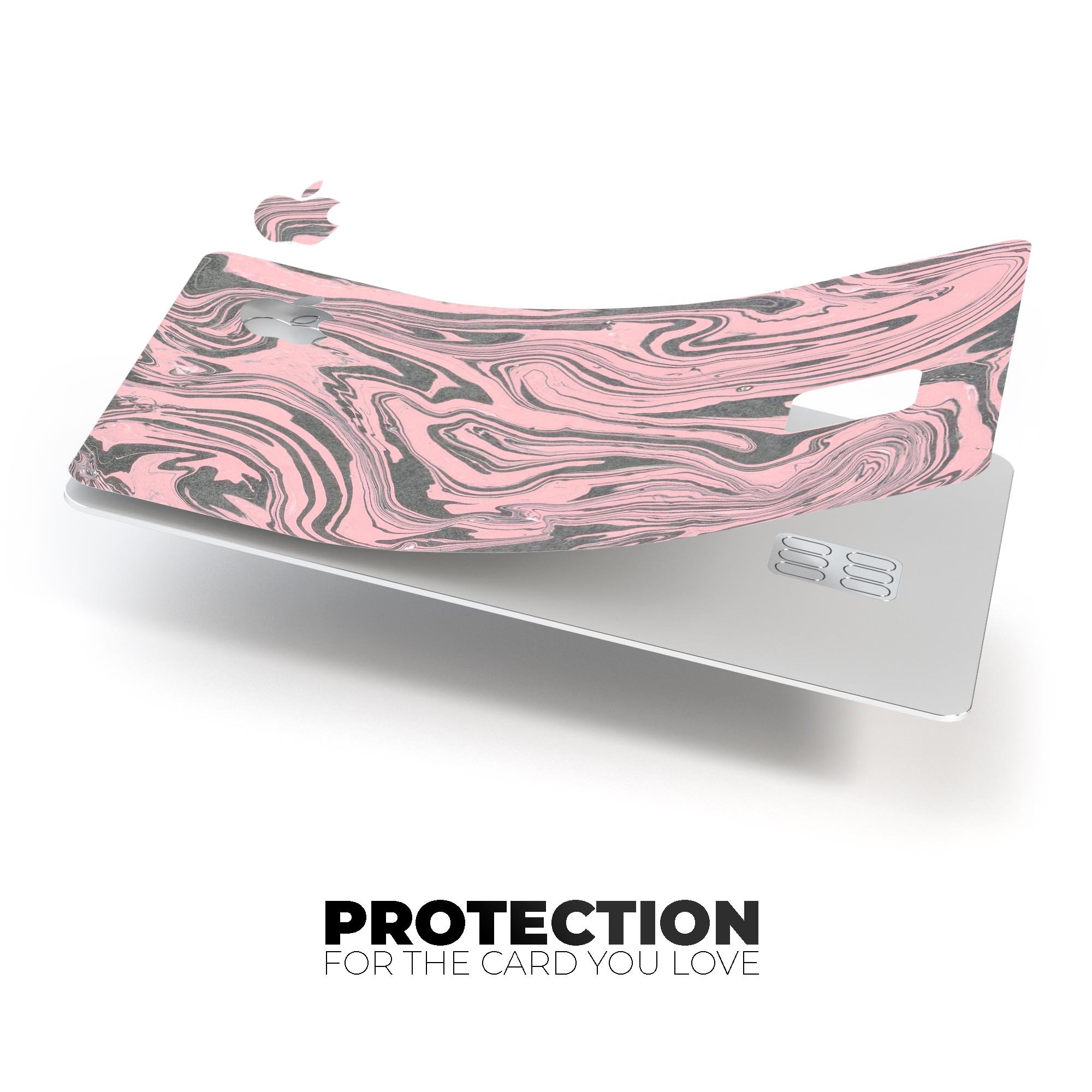 Marbleized Swirling Pink and Gray premium protective decal for Apple Card, showcasing its stylish design and high-quality finish.