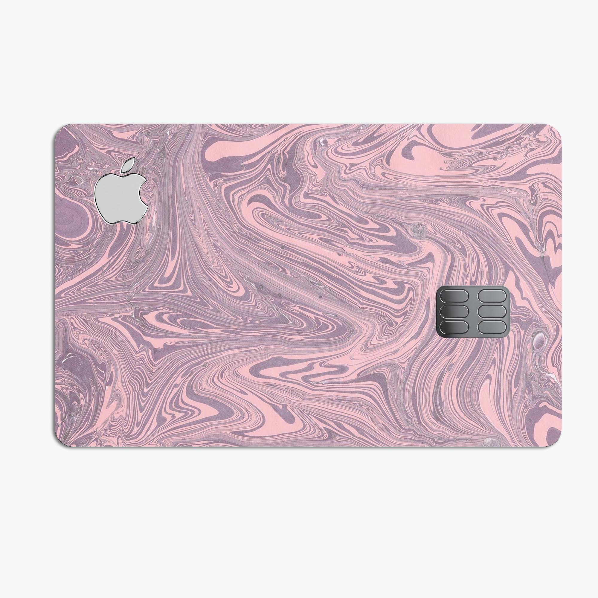 Marbleized Swirling Pink and Purple decal for Apple Card, showcasing vibrant colors and a stylish design.