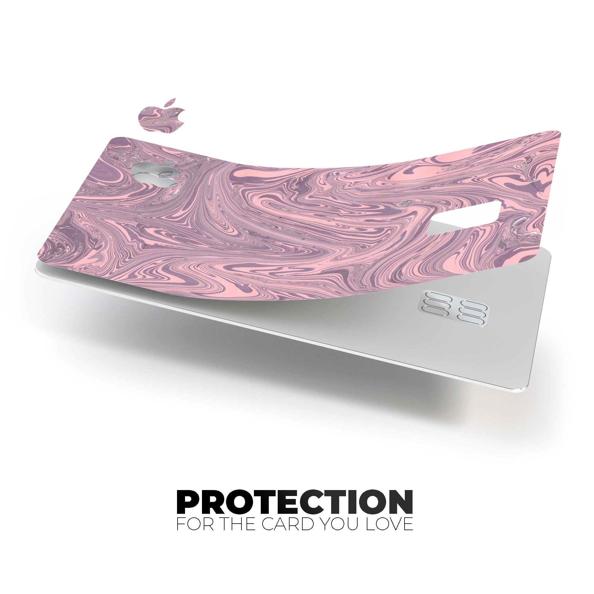 Marbleized Swirling Pink and Purple decal for Apple Card, showcasing vibrant colors and a stylish design.