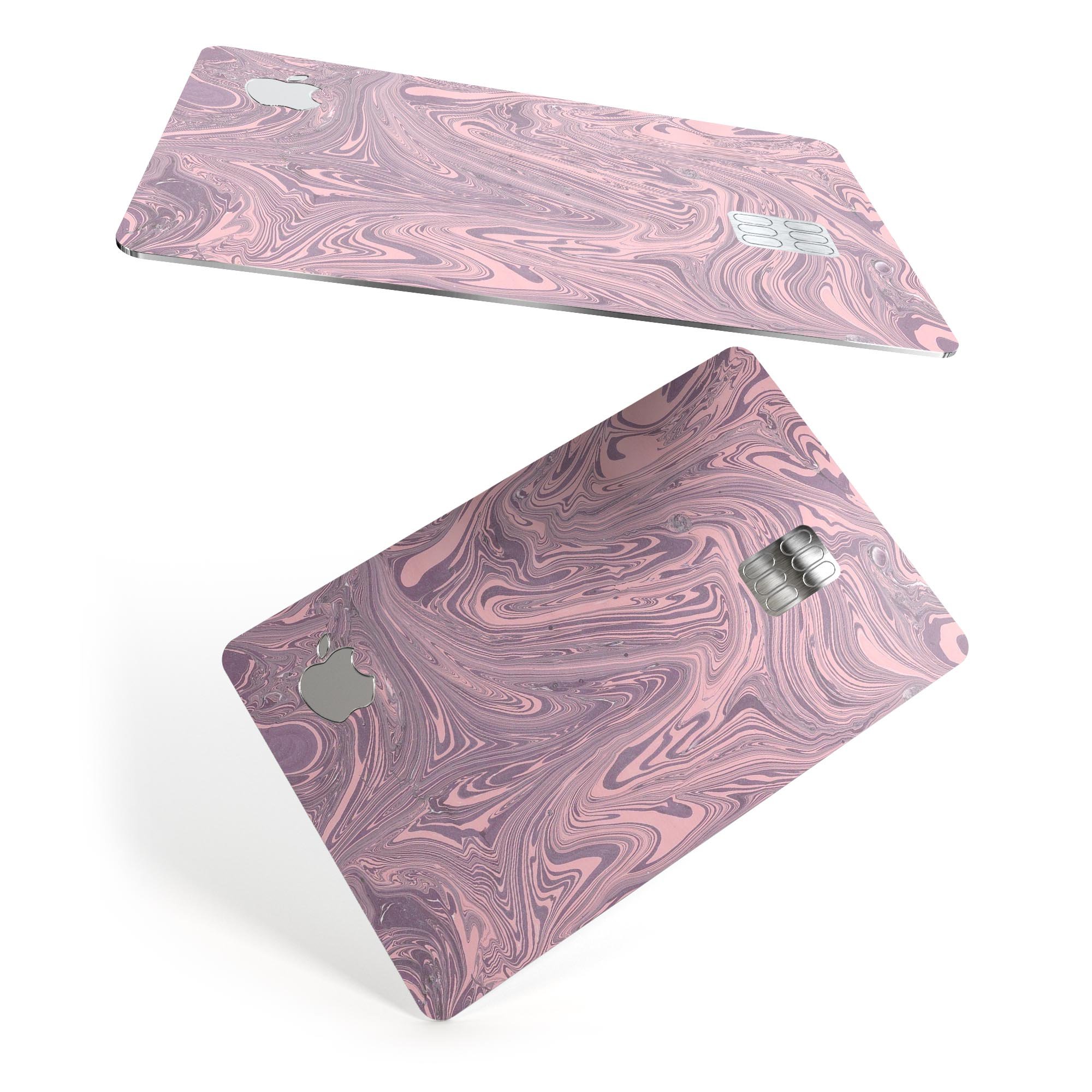 Marbleized Swirling Pink and Purple decal for Apple Card, showcasing vibrant colors and a stylish design.