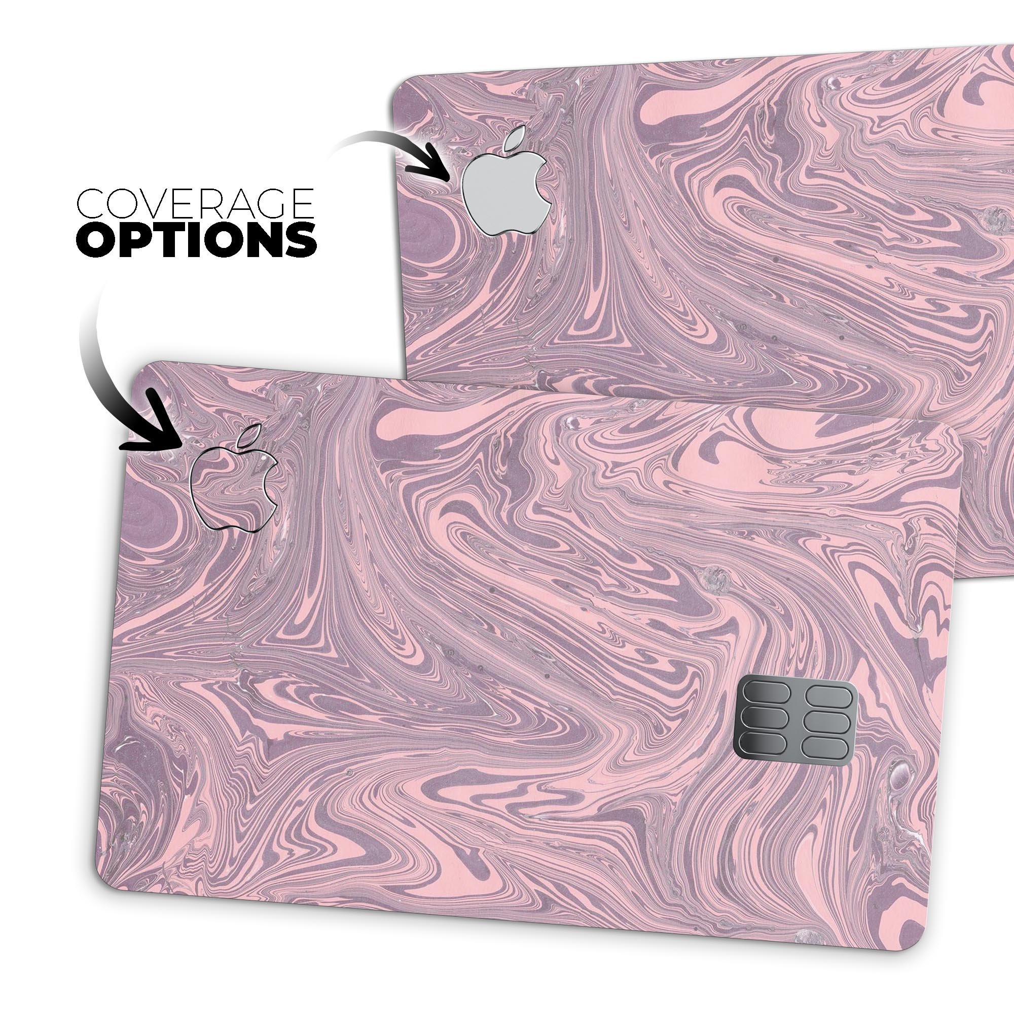 Marbleized Swirling Pink and Purple decal for Apple Card, showcasing vibrant colors and a stylish design.