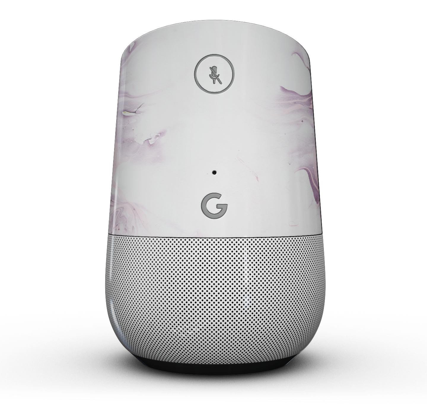 Marbleized Swirling Pink Border Full-Body Skin Kit for Google Home Assistant, showcasing its stylish design and precision fit.