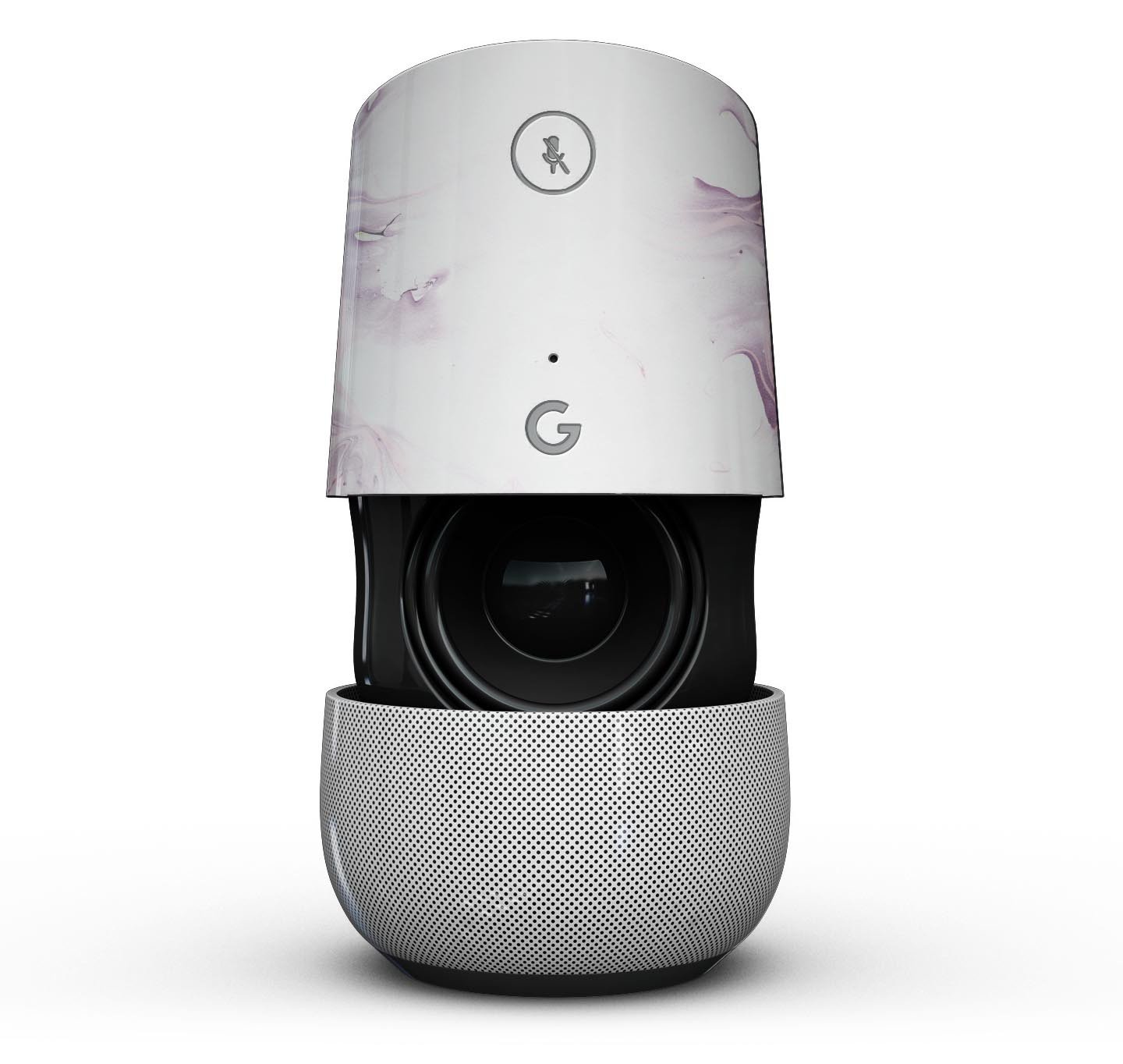 Marbleized Swirling Pink Border Full-Body Skin Kit for Google Home Assistant, showcasing its stylish design and precision fit.