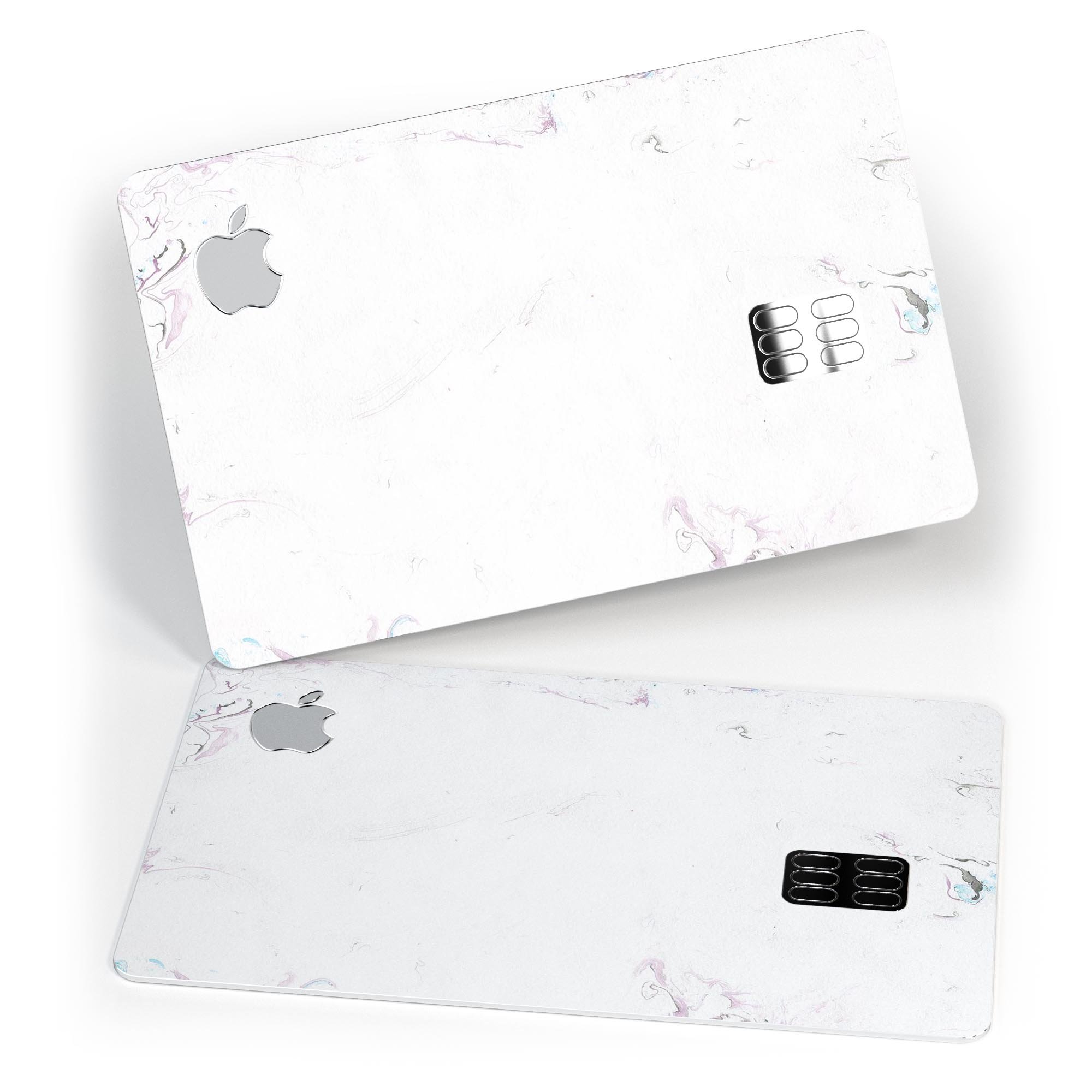 Marbleized Swirling Pinks Border skin for Apple Card, showcasing a stylish design with premium vinyl protection.