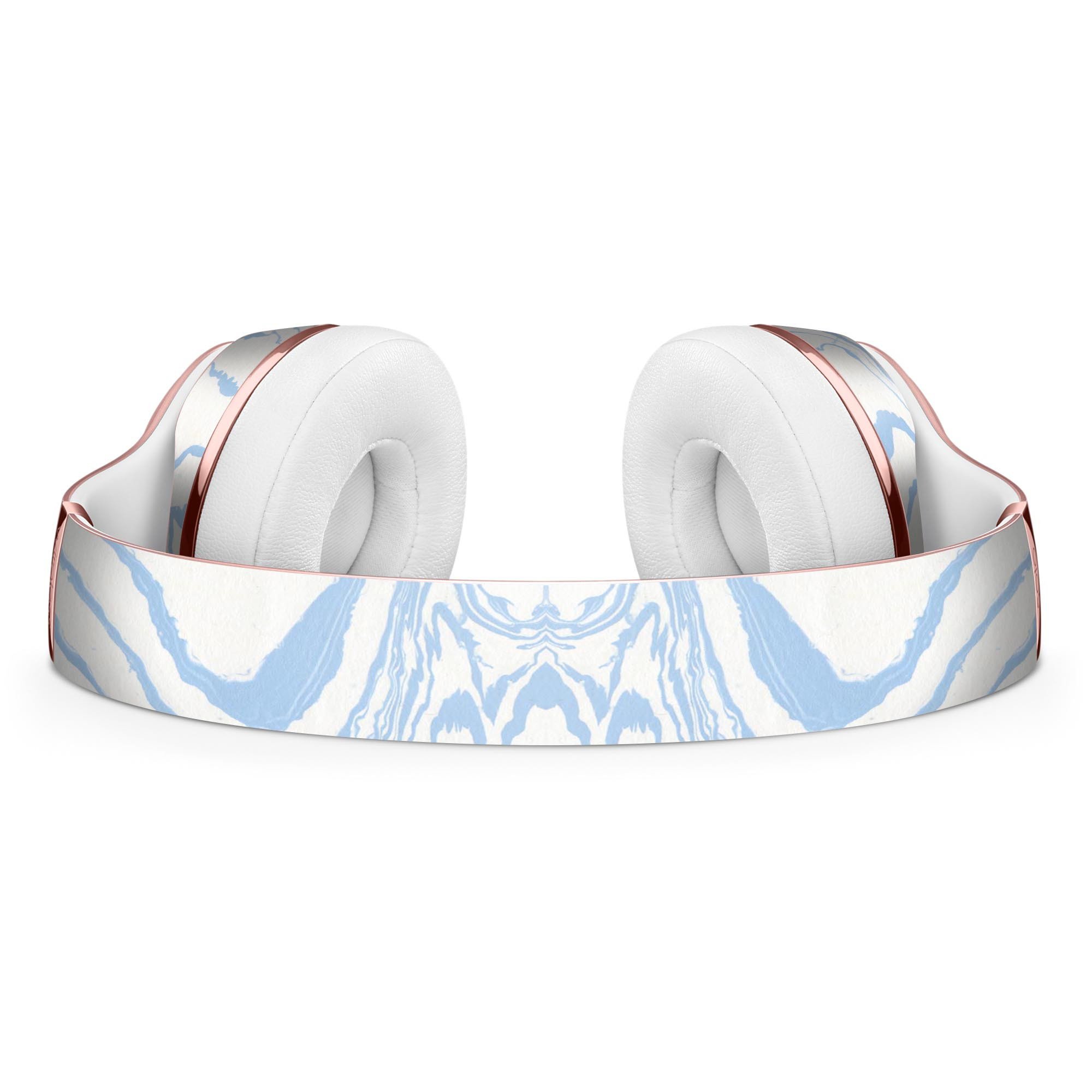 Marbleized Swirling Soft Blue Full-Body Skin Kit for Beats by Dre Solo 3 Wireless Headphones, showcasing a stylish design and premium vinyl material.