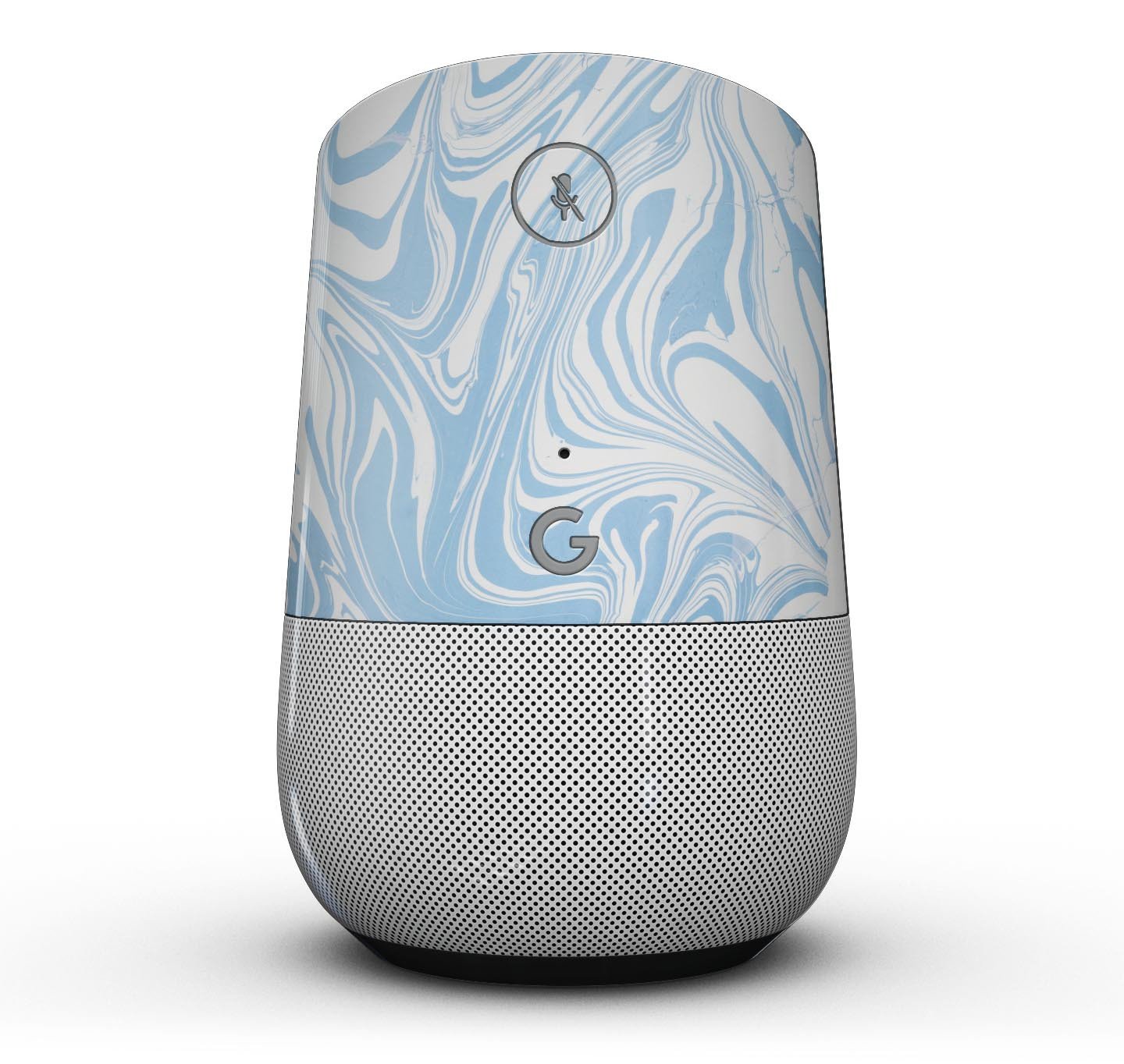 Marbleized Swirling Soft Blue Full-Body Skin Kit for Google Home Assistant, showcasing a unique design and precision fit.