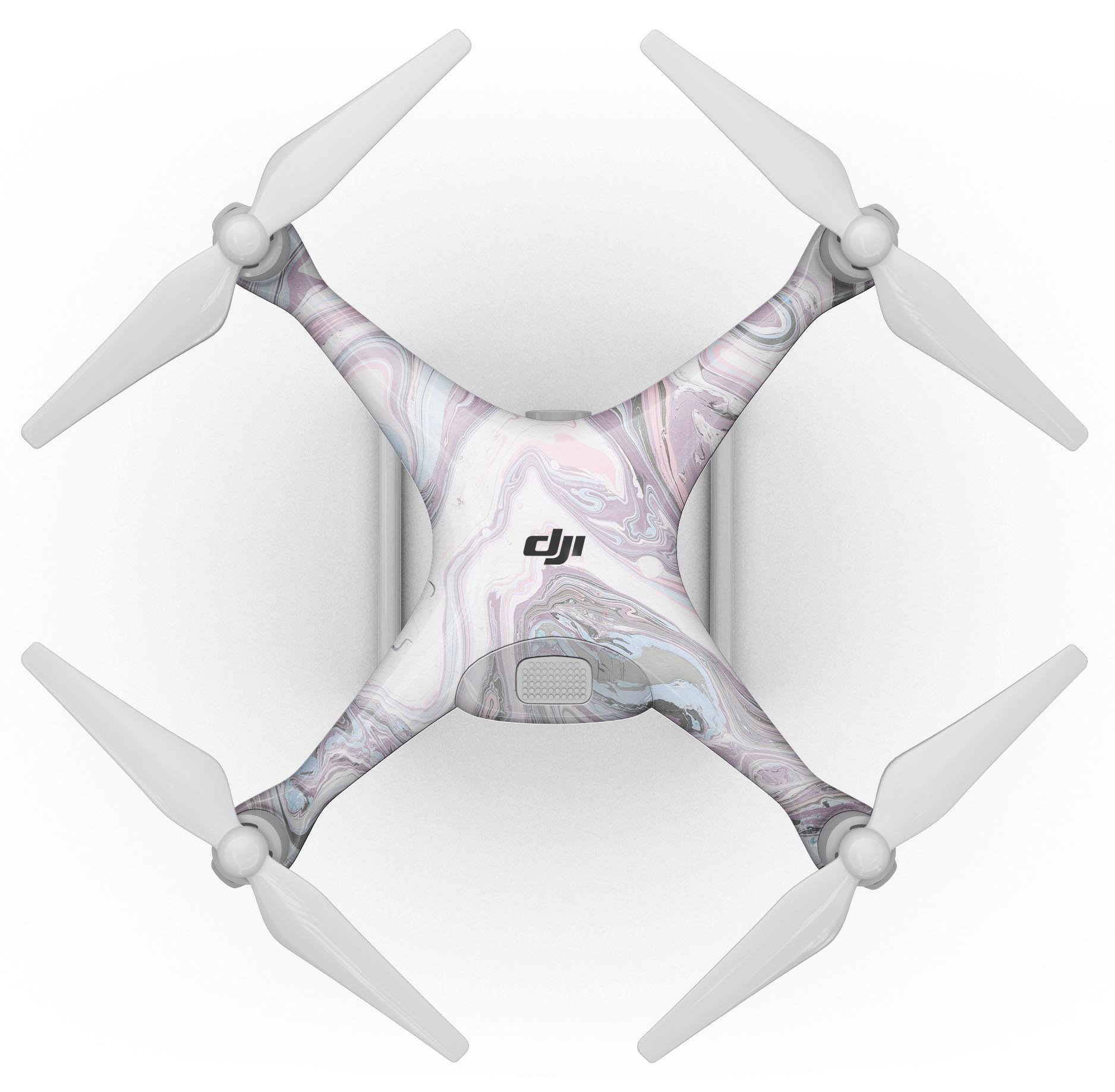 Marbleized Swirling Soft Purple Full-Body Skin Kit for DJI Phantom 4 Drone, showcasing a vibrant design and precision fit.