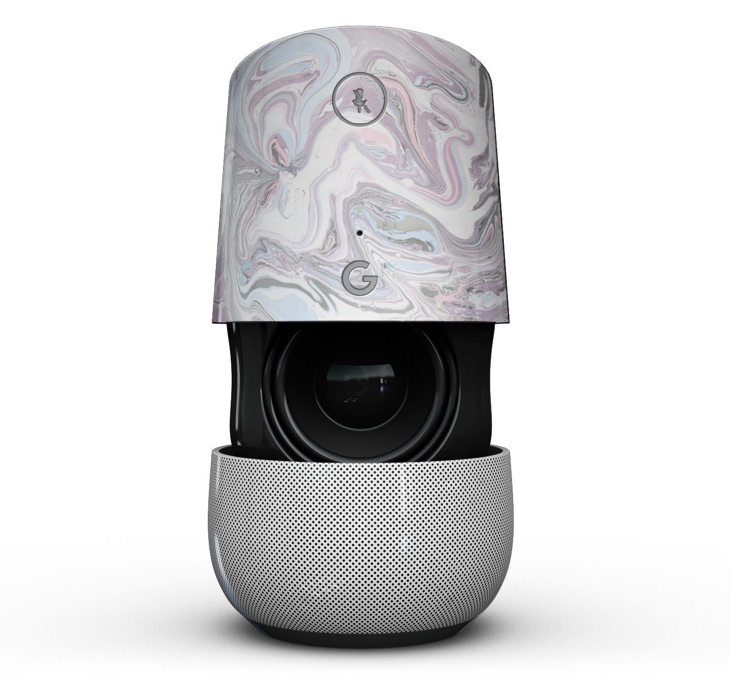 Marbleized Swirling Soft Purple Full-Body Skin Kit for Google Home Assistant, showcasing a stylish design and precision fit.