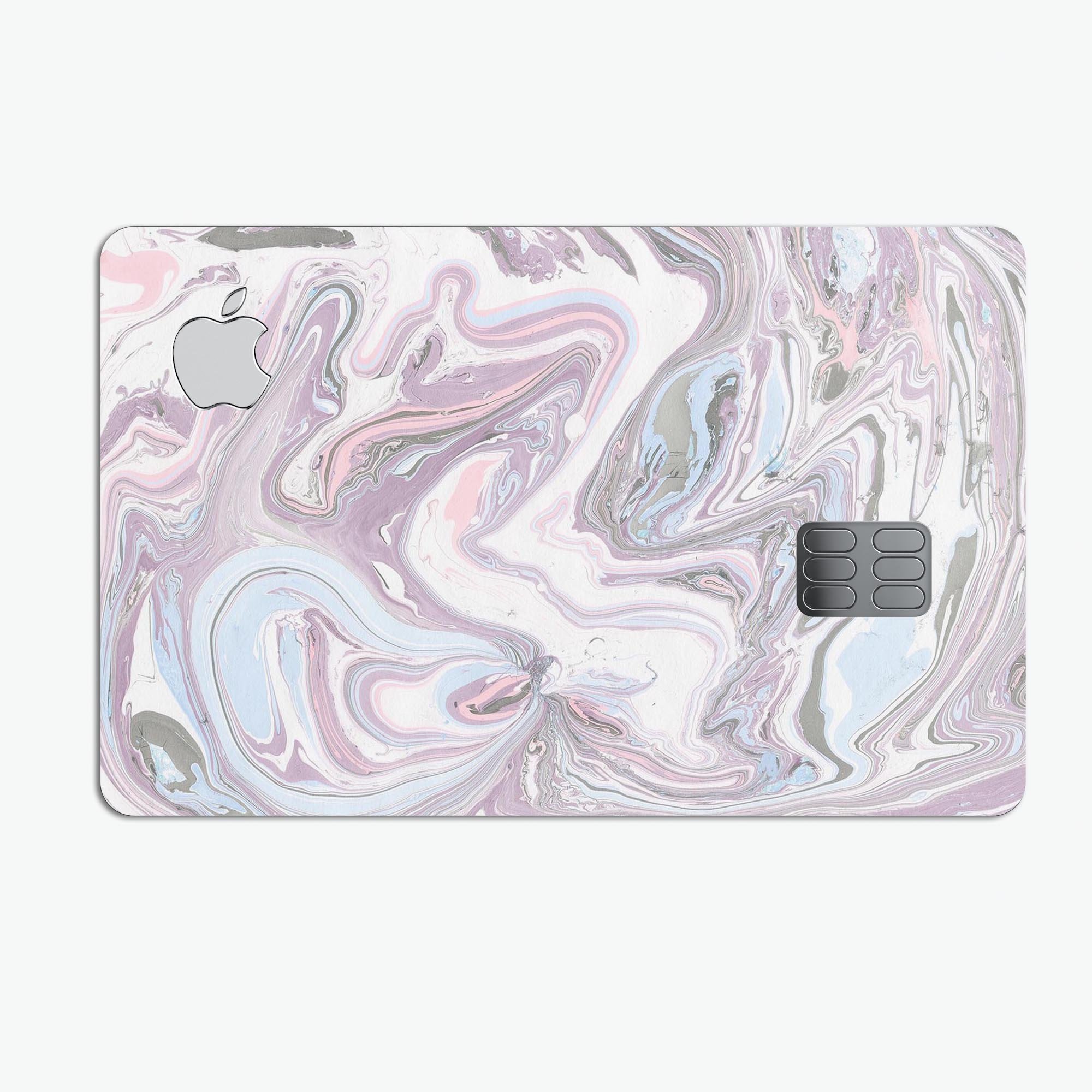 Marbleized Swirling Soft Purple decal skin for Apple Card, showcasing its elegant design and premium quality.