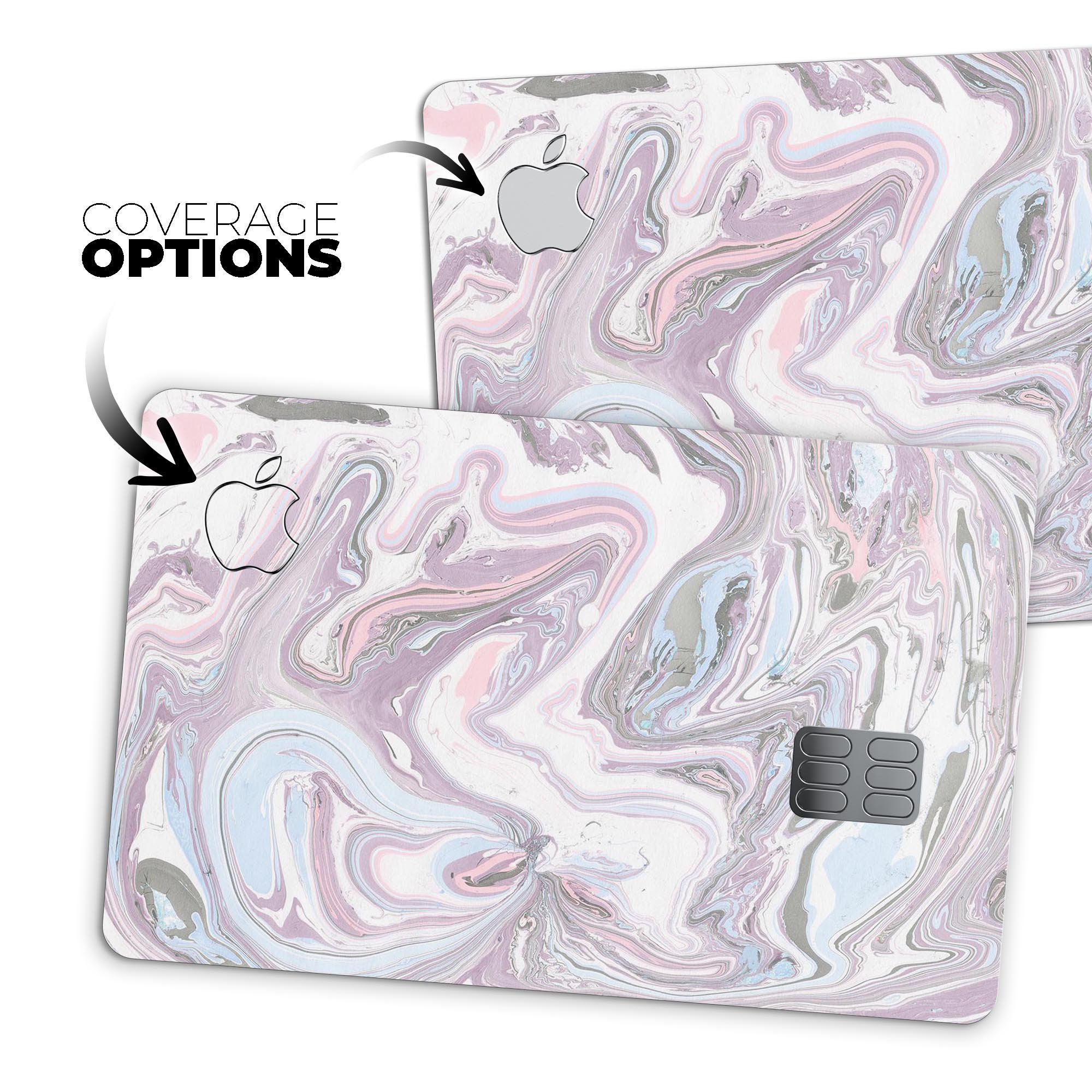 Marbleized Swirling Soft Purple decal skin for Apple Card, showcasing its elegant design and premium quality.