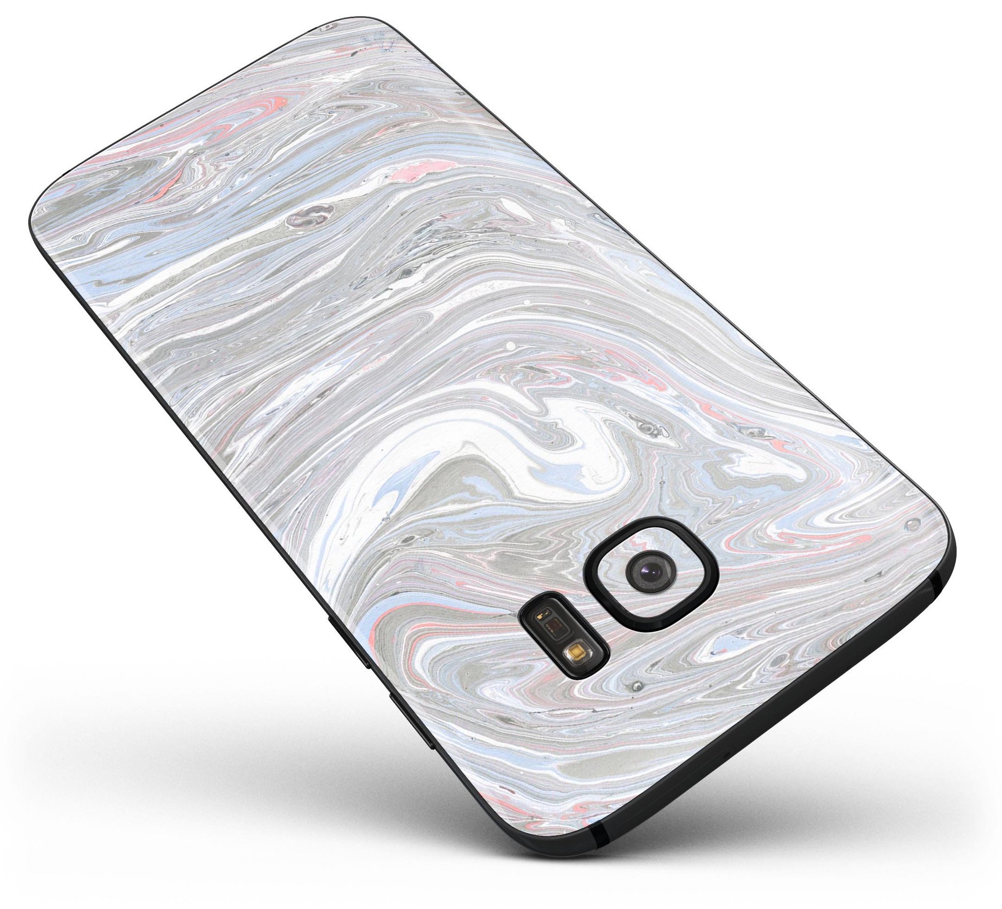 Marbleized Swirling v3 skin kit for Samsung Galaxy S7, showcasing vibrant marble design and premium vinyl material.