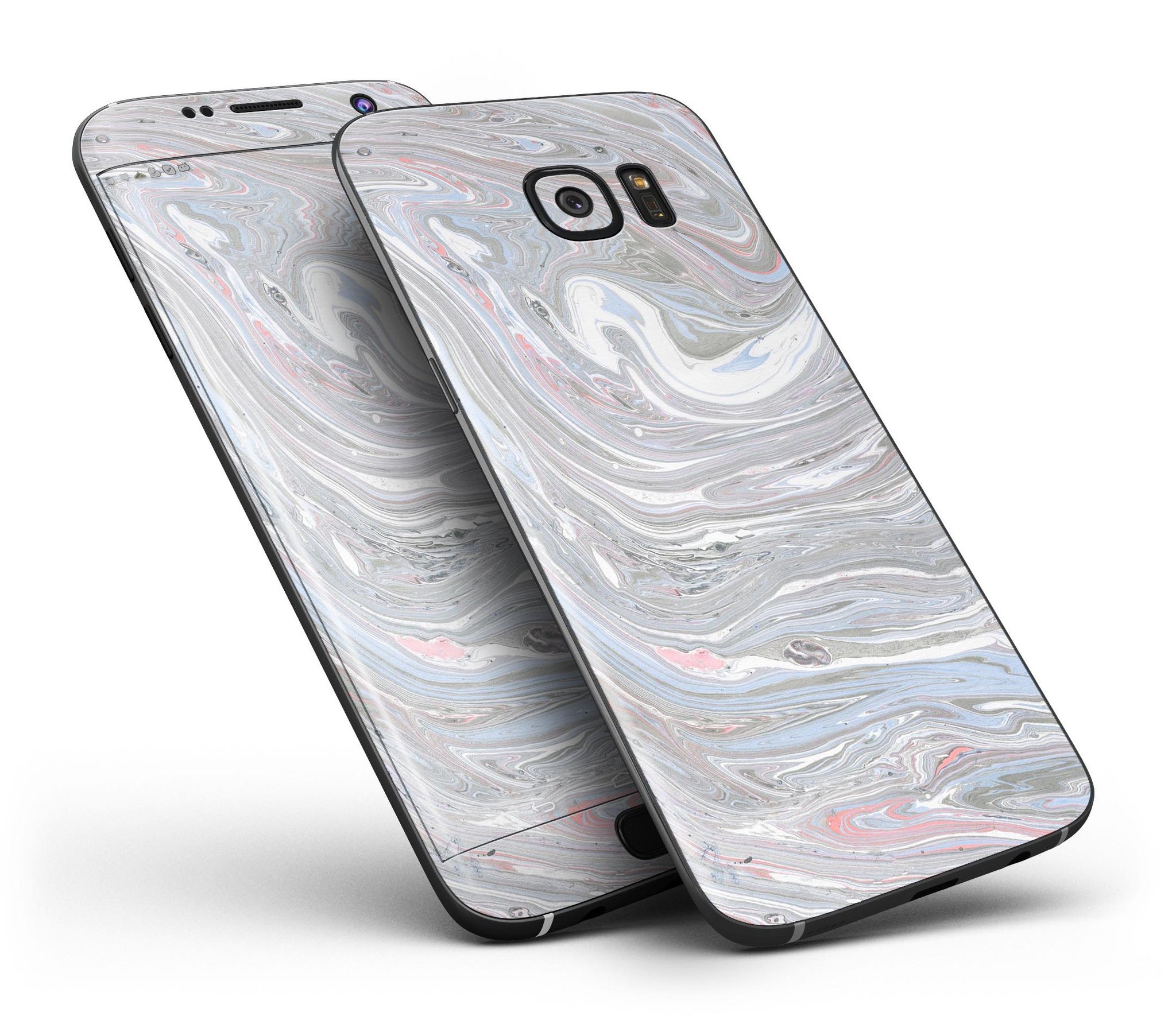 Marbleized Swirling v3 skin kit for Samsung Galaxy S7, showcasing vibrant marble design and premium vinyl material.