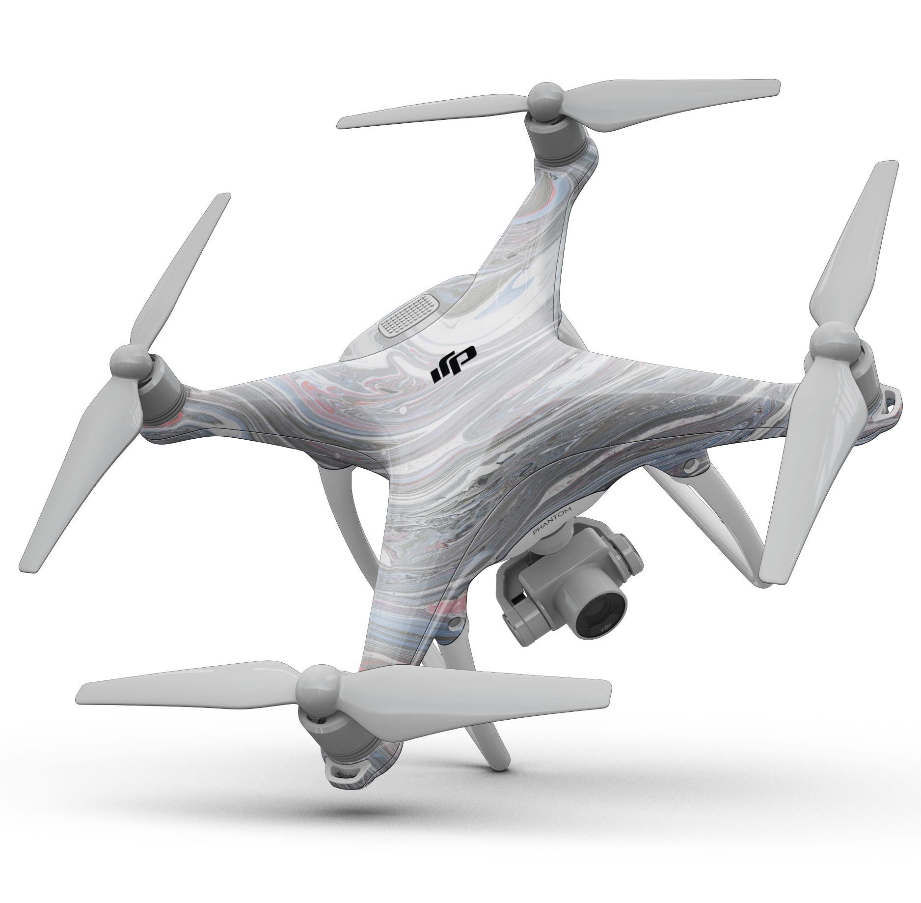 Marbleized Swirling v3 Full-Body Skin Kit for DJI Phantom 4, showcasing a unique design and precision fit.